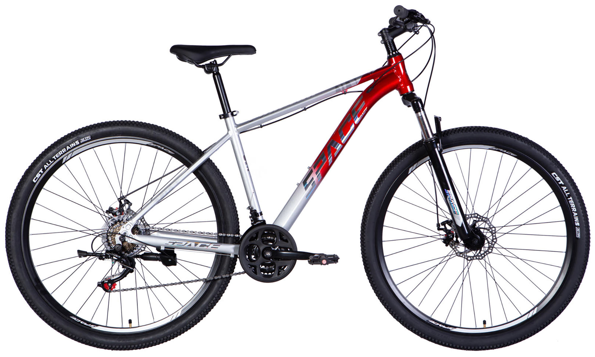 Велосипед SPACE PHAETON DD FR 29", размер M рама-18", год 2026, серебристо-красный 
