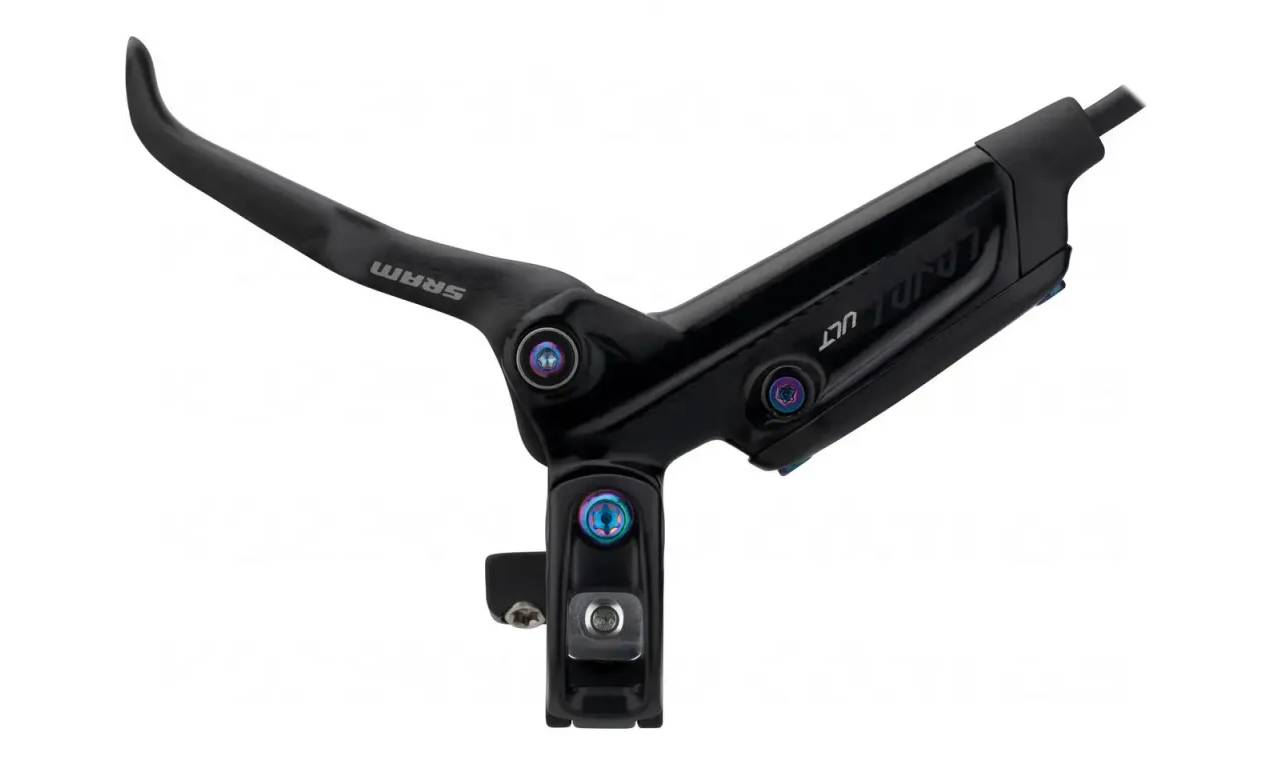 Фотография Тормоз дисковый SRAM Level Ultimate, Carbon Lever Rainbow Black Front 950mm 2