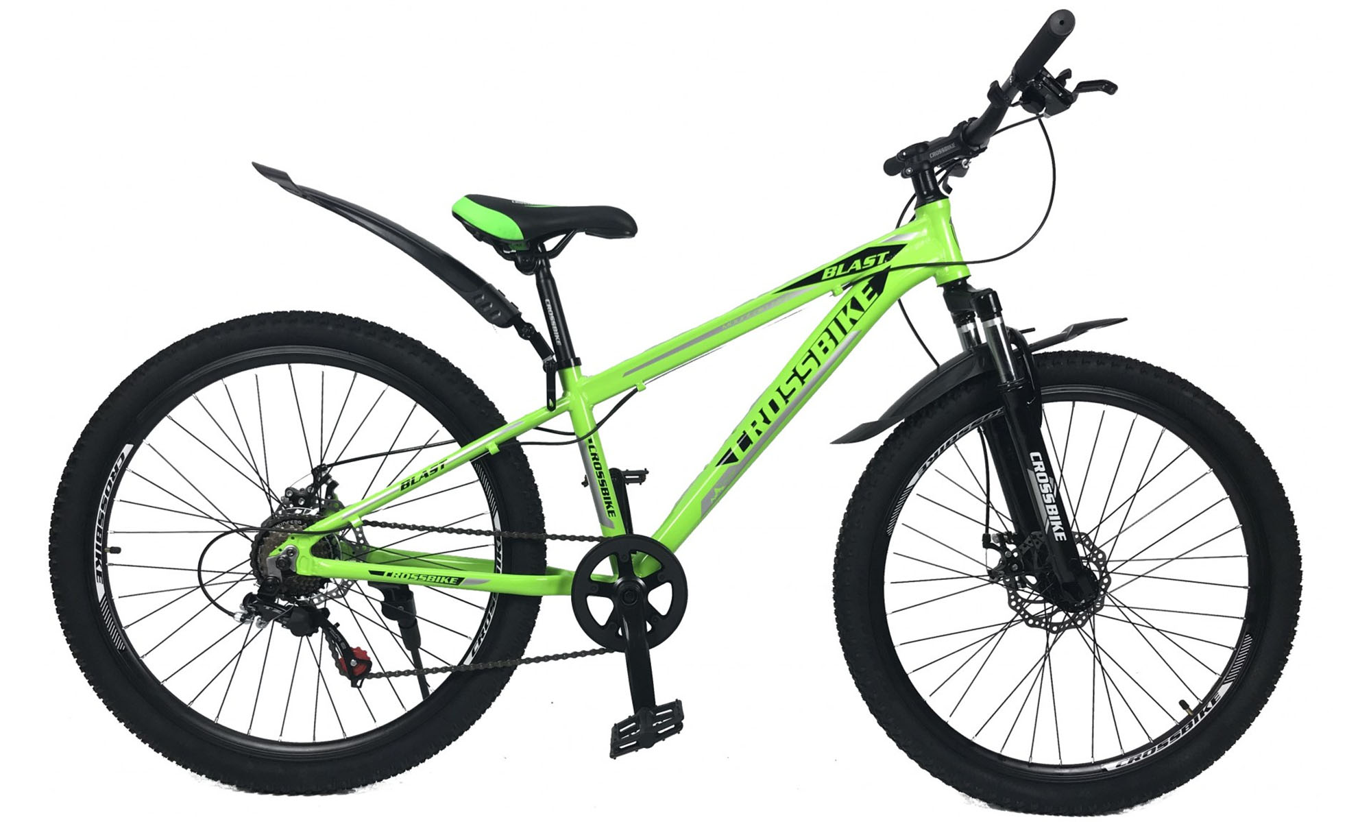 Фотография Велосипед CrossBike Blast SUSP 26", размер XS, рама 13", 2021, Неоновый зеленый
