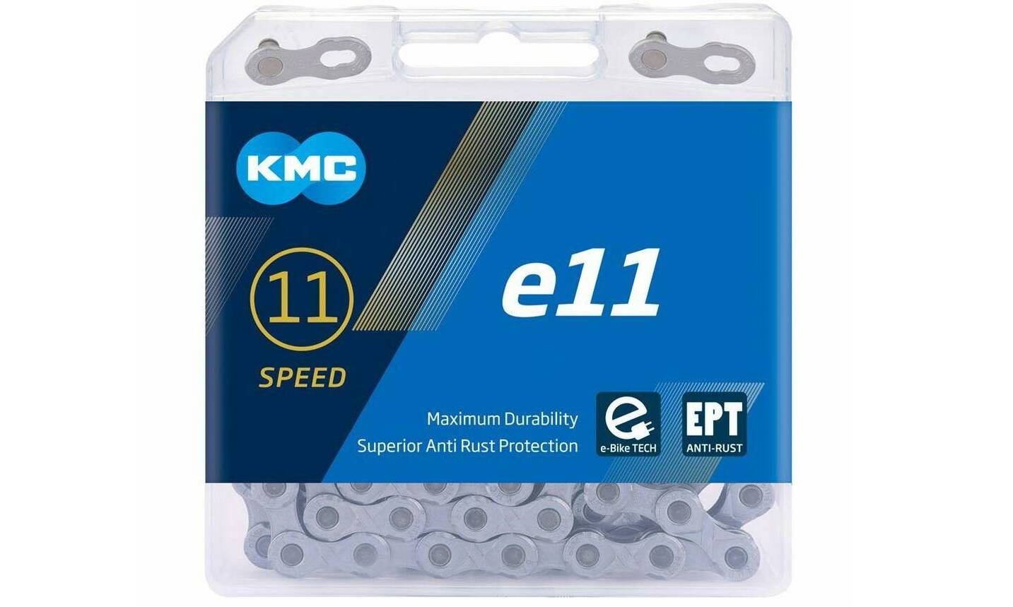 Цепь KMC e11 EPT, 11 скоростей, 136 звеньев + замок, серебристый 