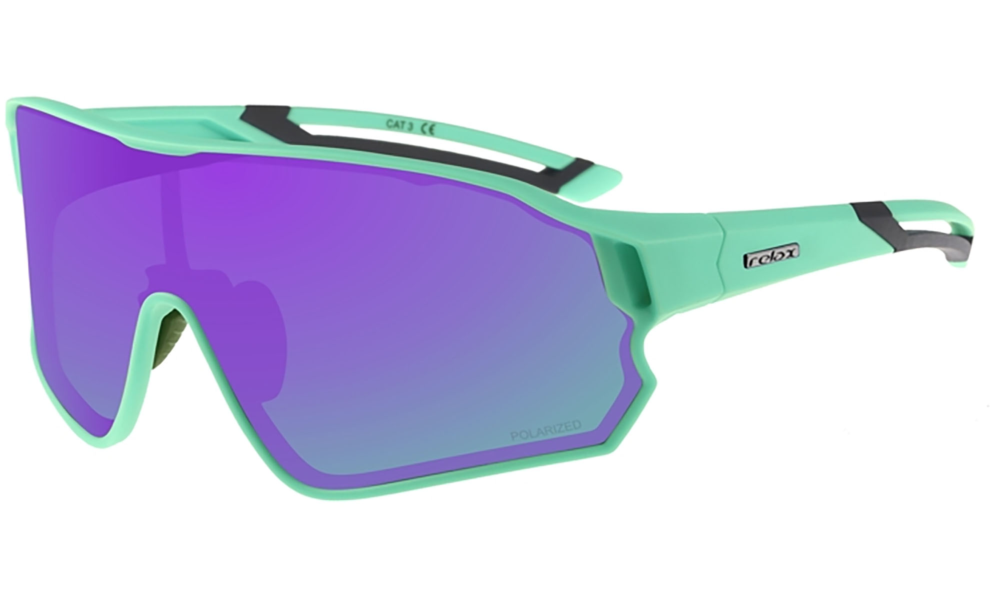 Очки Relax Artan зеленые матовые, линза smoke  (Polarized TAC 1,1 mm), purple revo, кат. 3