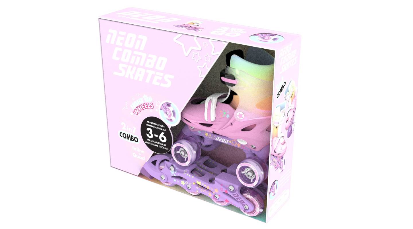Роликові ковзани Neon Combo, розмір 34-37, веселка 7