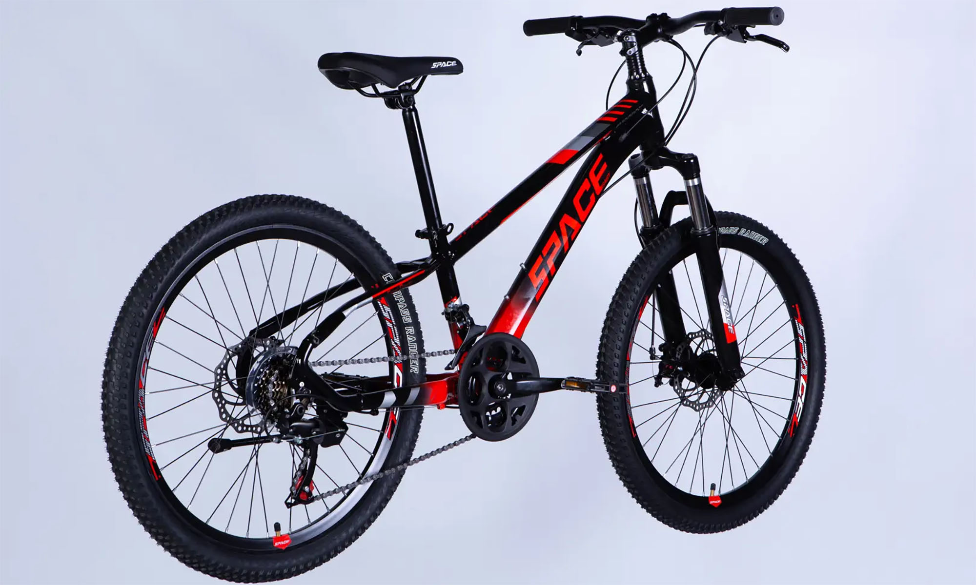 Велосипед SPACE MERCURY DD FR, 24", розмір XXS, рама-11", рік 2026, чорно-червоний 4