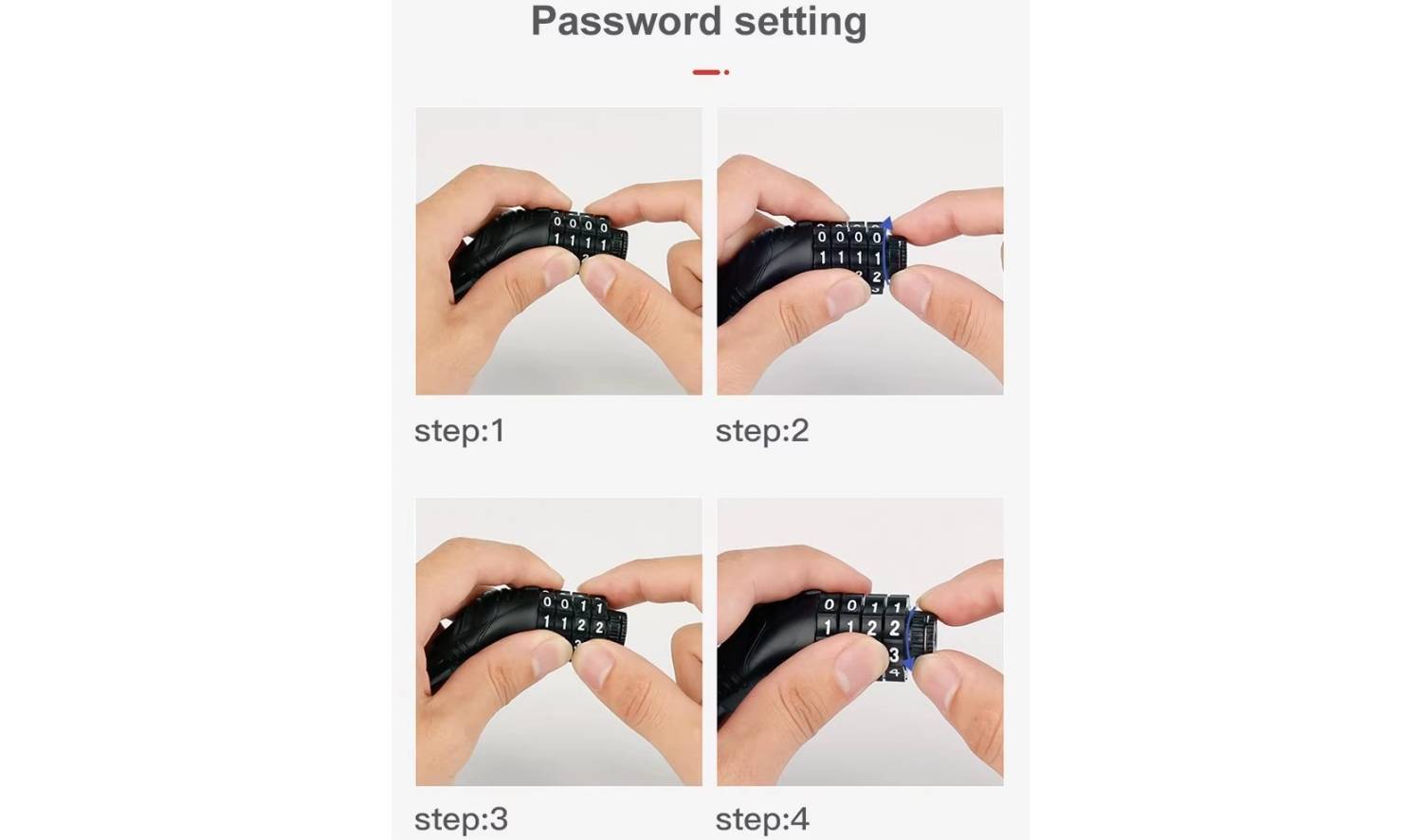 Замок кодовий 10 х 350 мм. блакитний 4