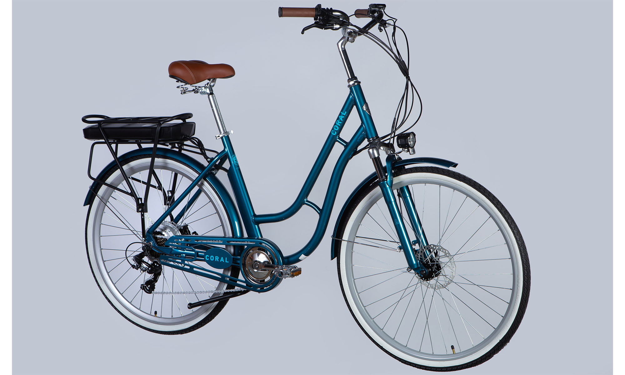 Велосипед с электроприводом Dorozhnik eCORAL DD FR 28", размер L, рама-19", 36B, 12.5А*ч, 500Вт, год 2025, темно-бирюзовый 