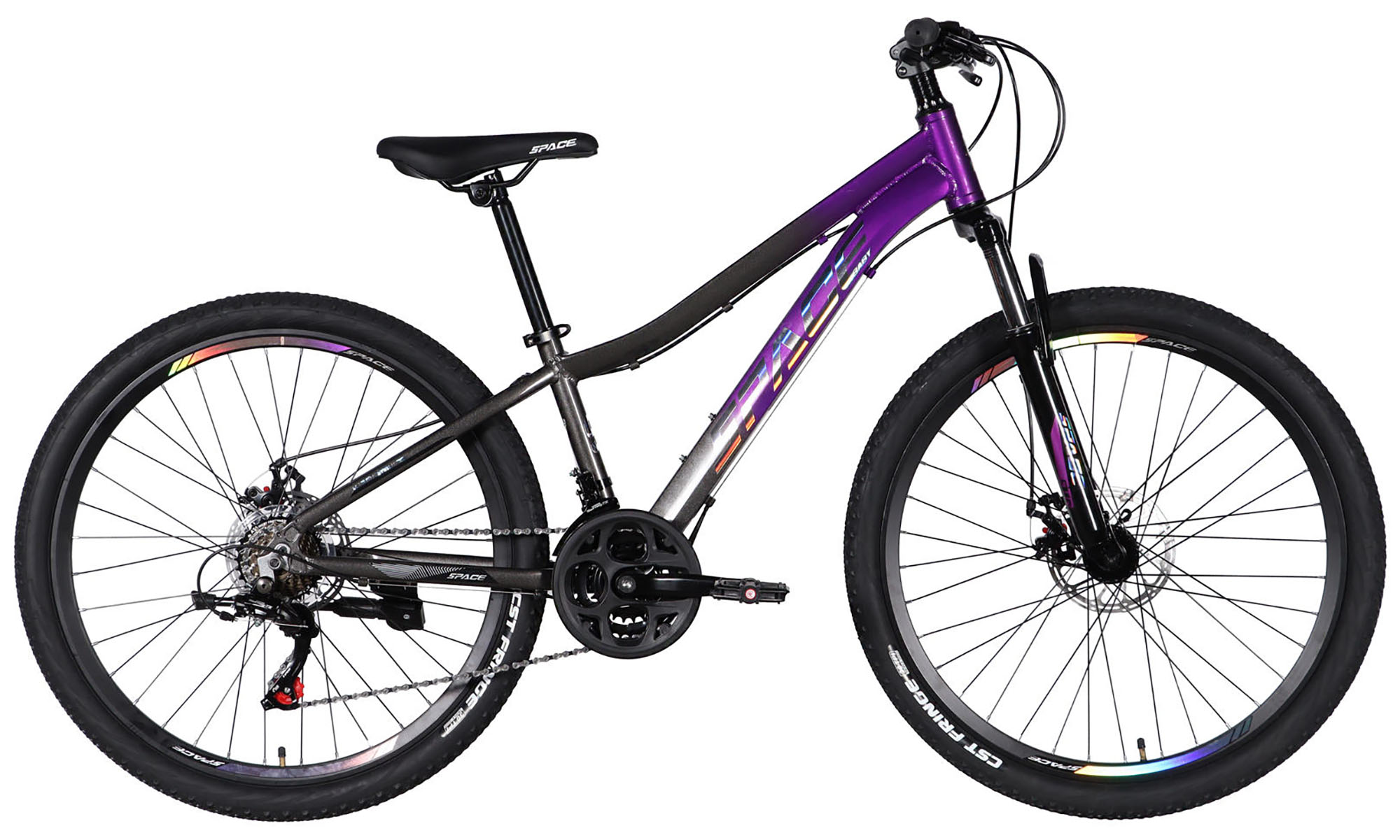Велосипед SPACE IZIDA DD FR, 26", розмір XS, рама 13", рік 2026, фіолетово-сріблястий 