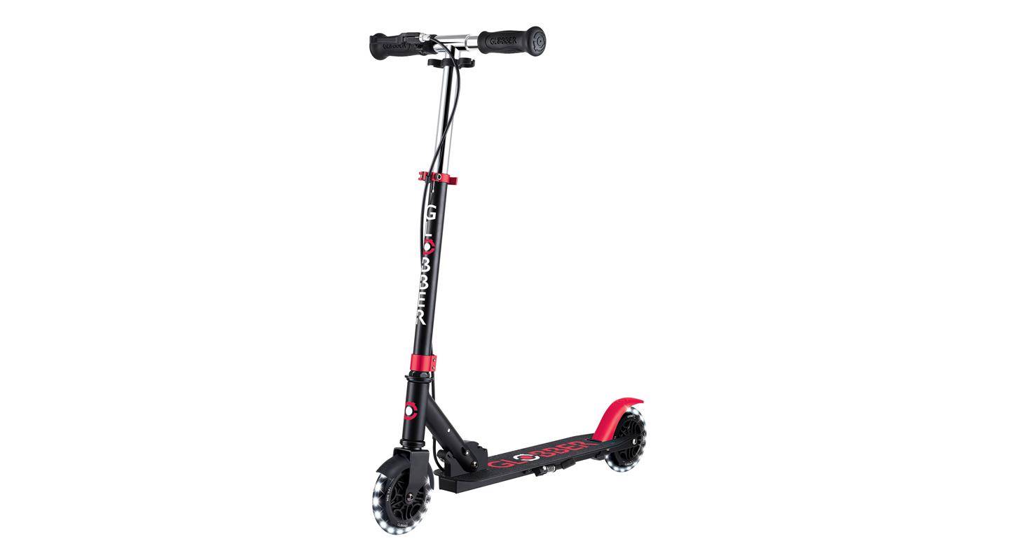 Самокат GLOBBER серії FLOW ELEMENT JUNIOR LIGHTS, чорно-червоний, колеса з підсвічуванням, 3+ 2