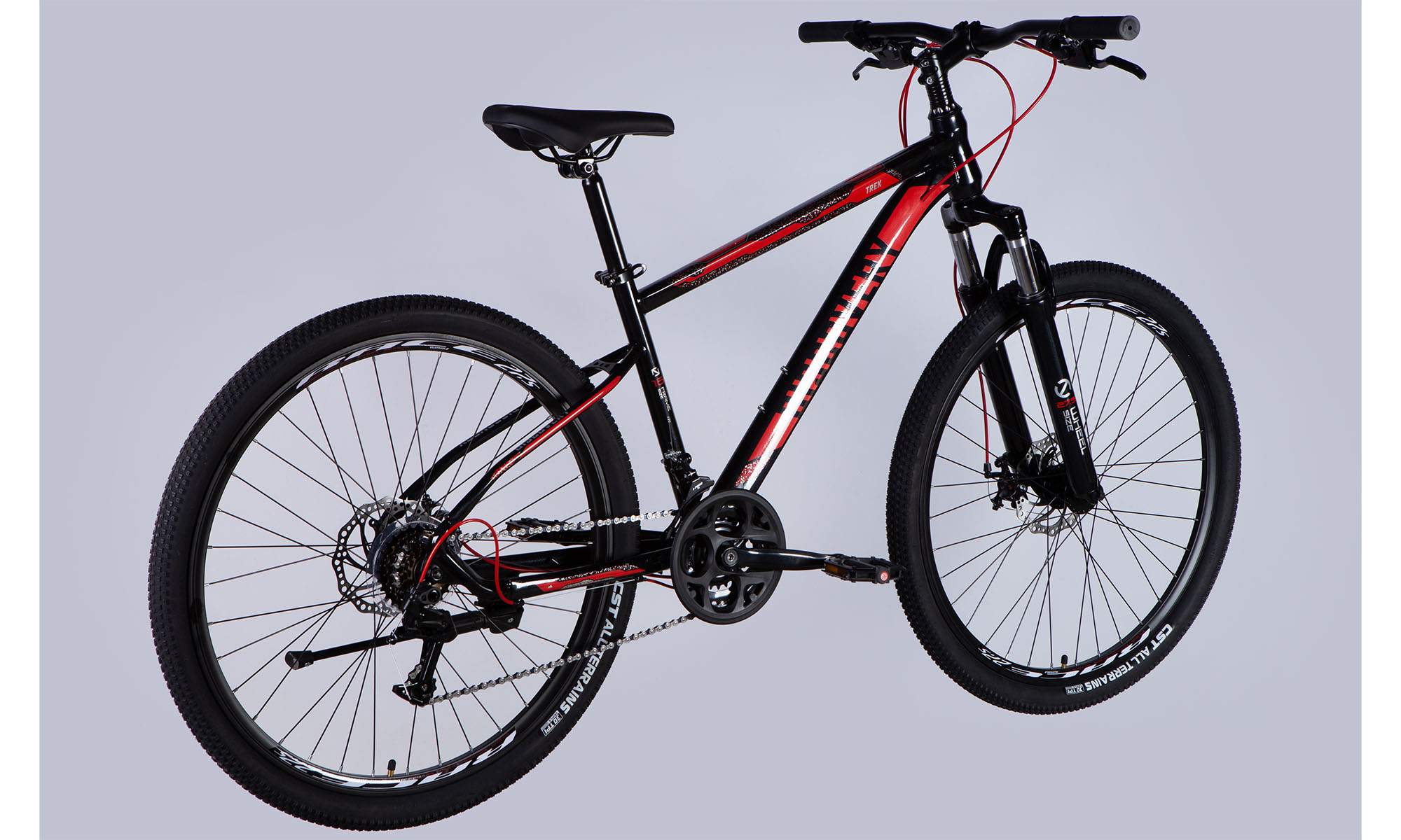 Велосипед Discovery TREK DD FR 27.5", размер S, рама 16", год 2025, черно-красный 3