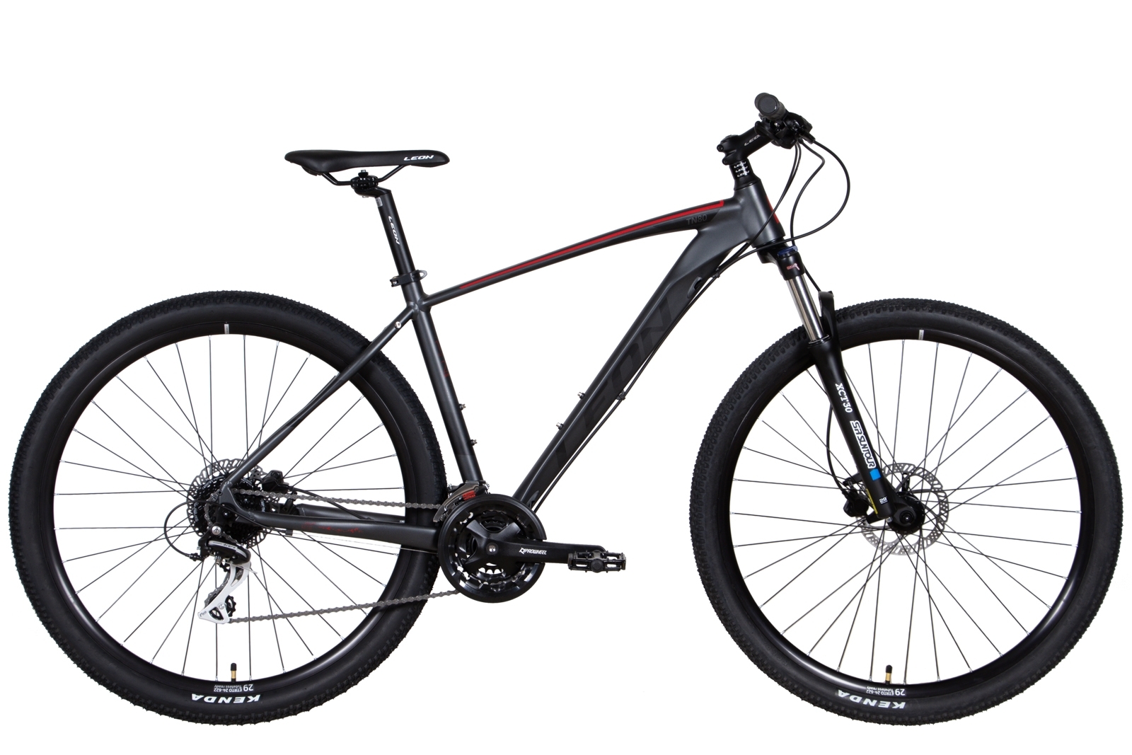 Фотография Велосипед Leon TN-80 AM HDD 29" размер XL рама 21 2022 Графитовый с черным и красным