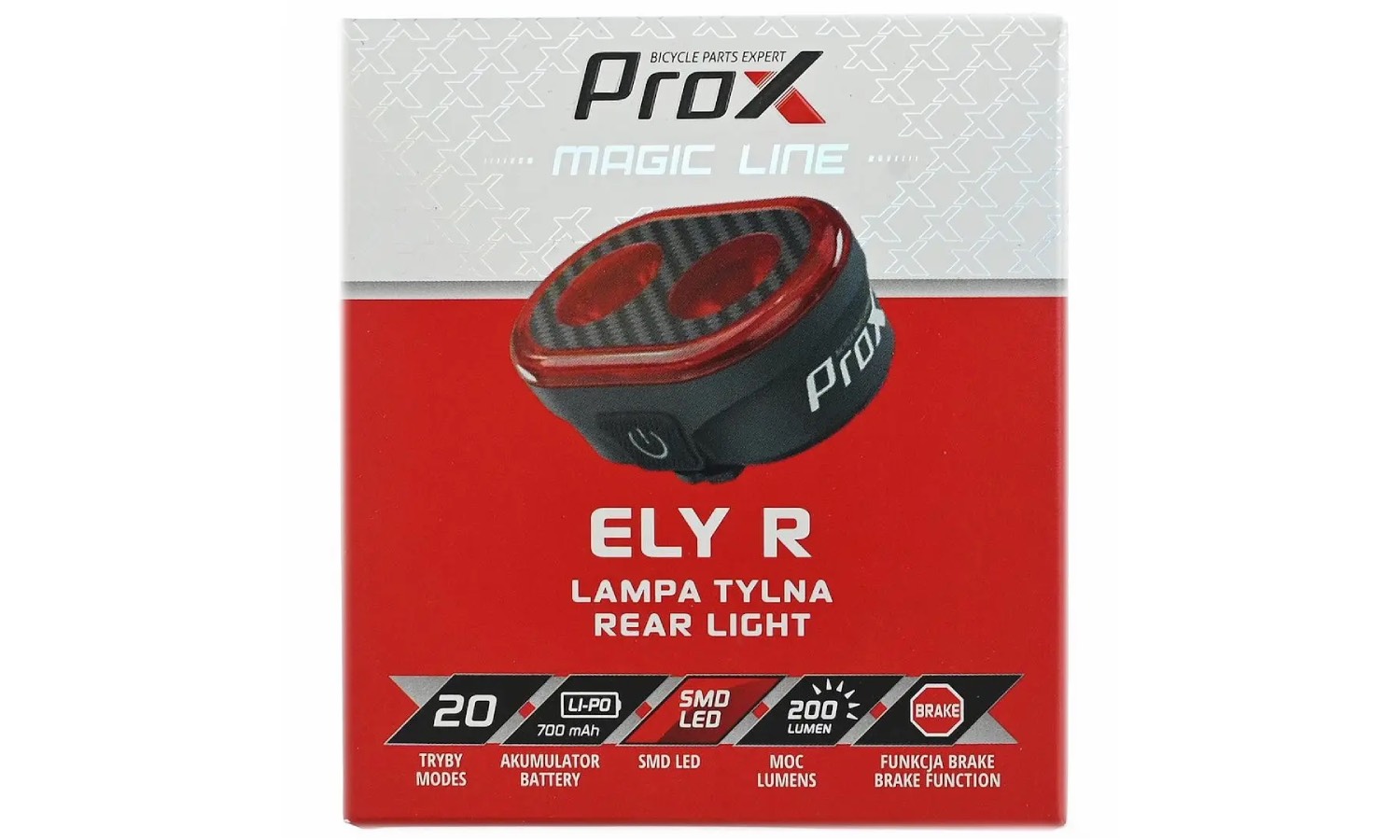 Фара задняя ProX Ely R SMD LED 200Lm 700mAh, Auto Brake, USB-C  3