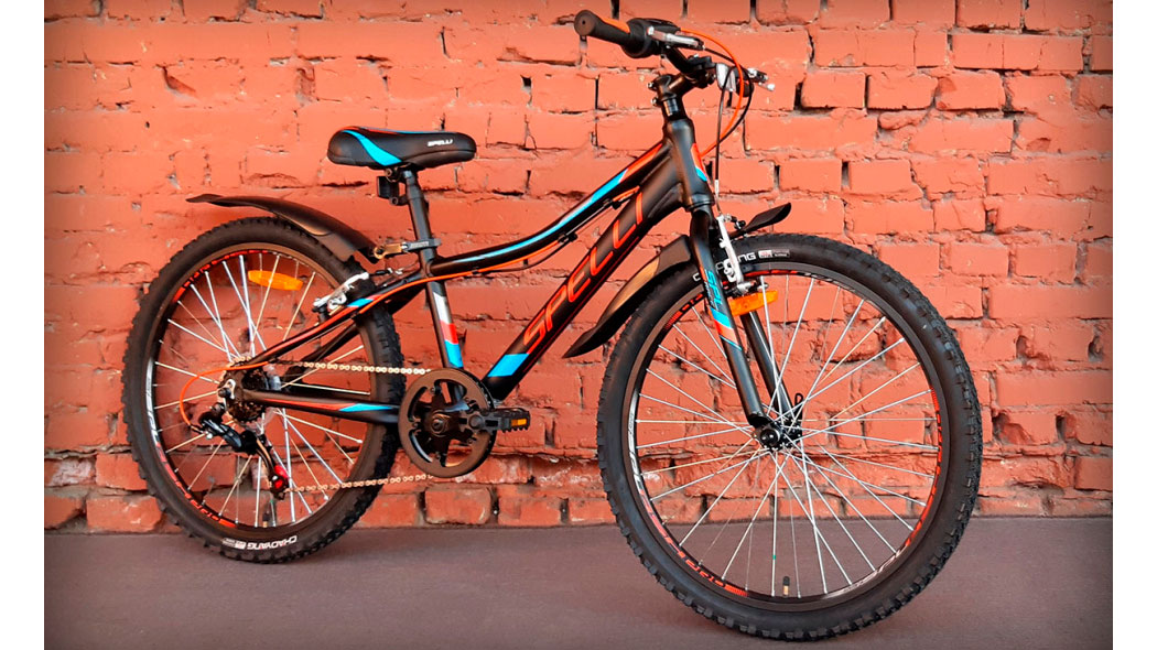 Велосипед подростковый Spelli ACTIVE BOY 24" размер XXS 2024 Черно-оранжевый 2