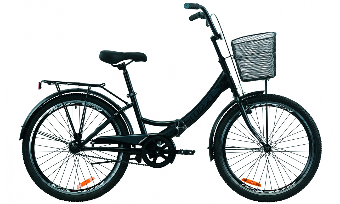 Фотография Велосипед Formula SMART с корзиной 24" (2020) 2020 Черно-серый