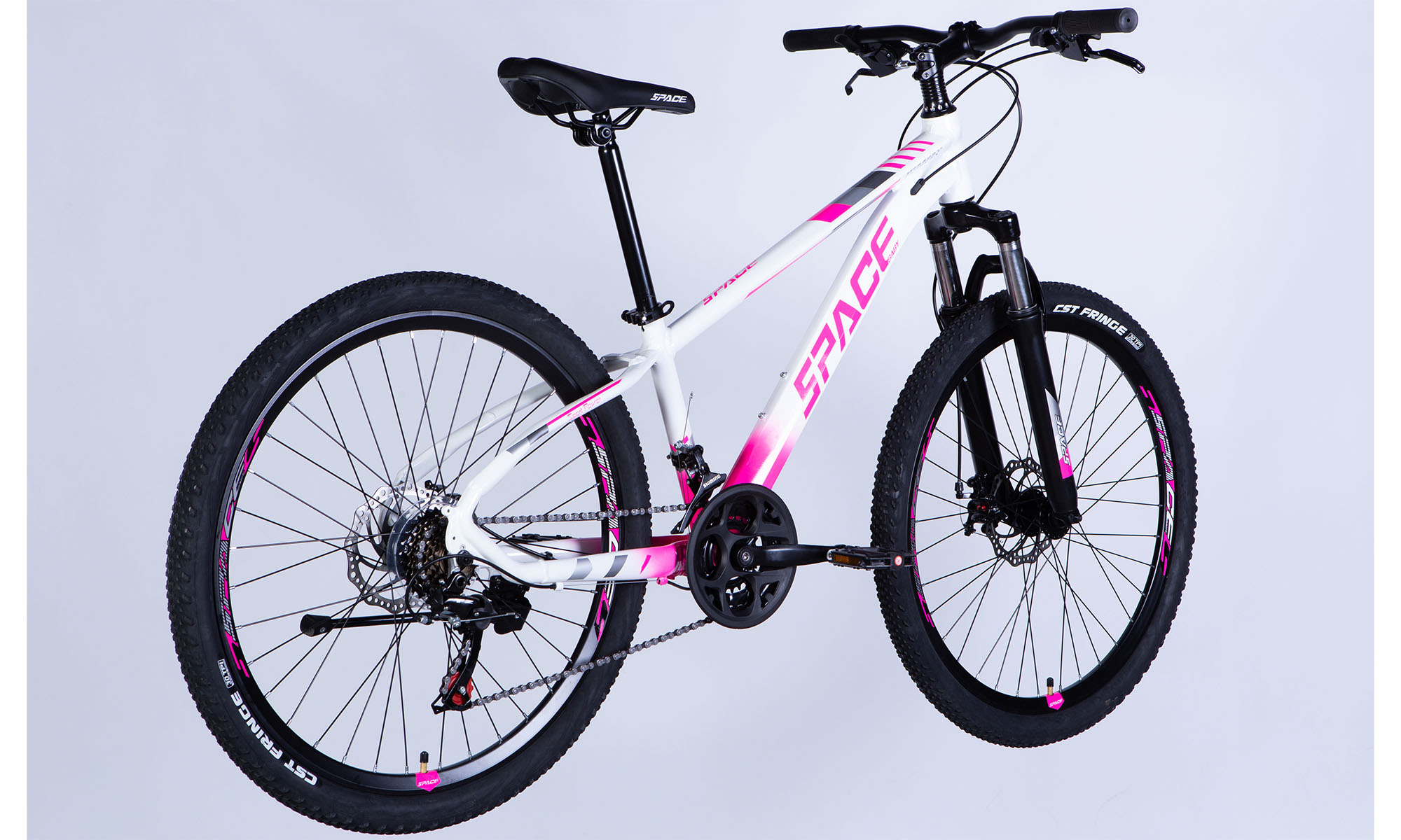 Велосипед SPACE MERCURY DD FR, 26", розмір XS рама-13", рік 2026, біло-рожевий 2