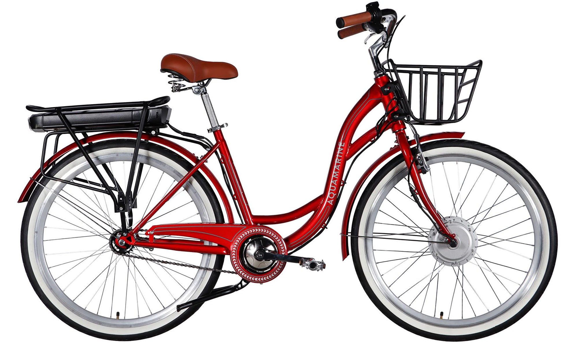 Велосипед с электроприводом Dorozhnik eAQUAMARINE BH 26", размер M, рама-17", 36B, 13А*ч, 500Вт, год 2026, бордовый с корзиной Велосипед с электроприводом Dorozhnik eAQUAMARINE BH 26", размер M, рама-17", 36B, 13А*ч, 500Вт, год 2026, бордовый с корзиной