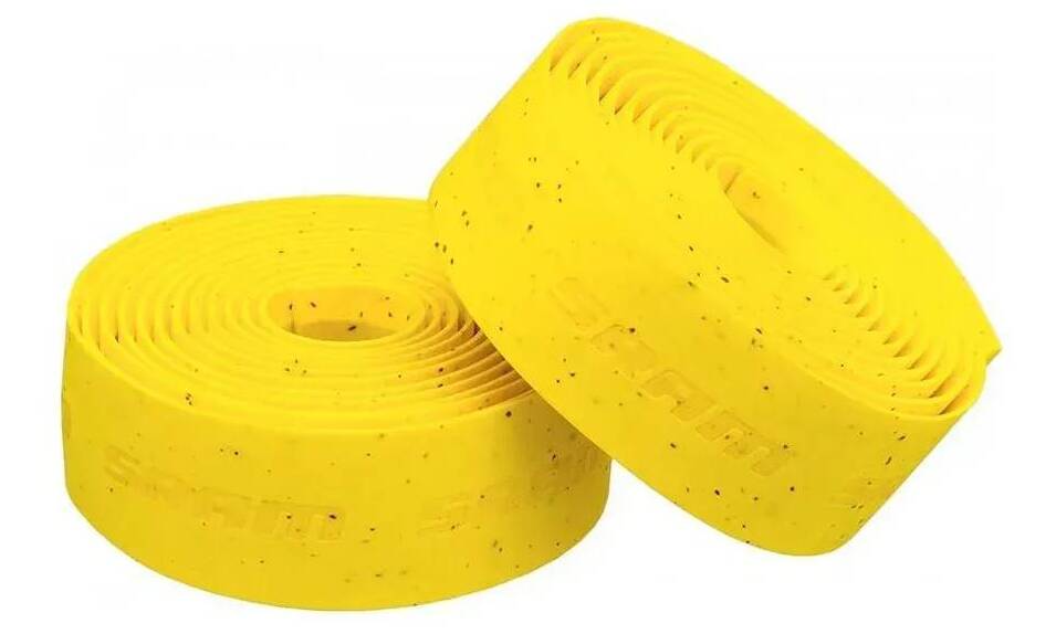 Обмотка руля Sram SuperCork, толщина 3 мм, ширина 30мм, заглушки в комплекте, желтый Обмотка руля Sram SuperCork, толщина 3 мм, ширина 30мм, заглушки в комплекте, желтый