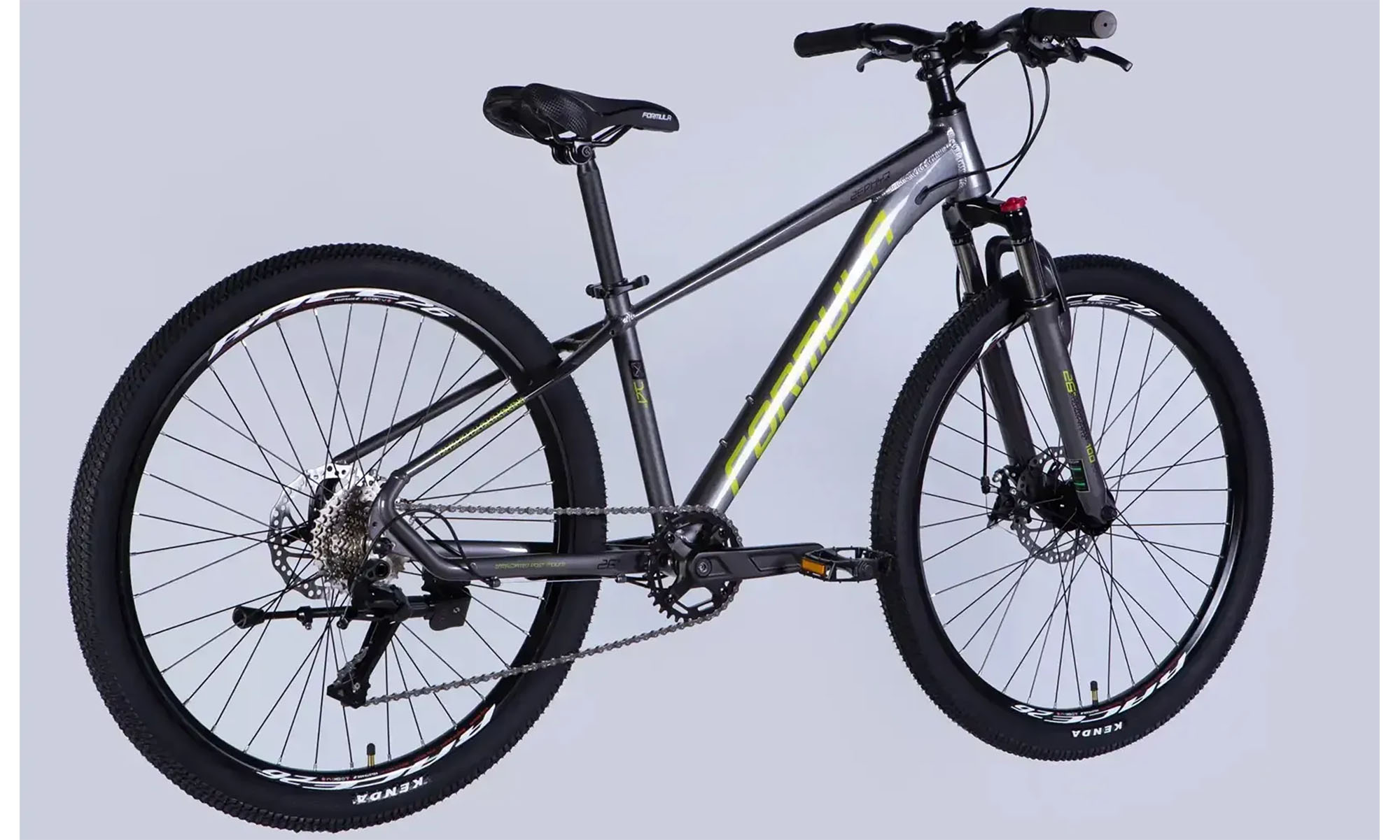 Велосипед Formula ZEPHYR 3.0 DD CS, 26", размер XS, рама 14", год 2026, серый с зеленым 4