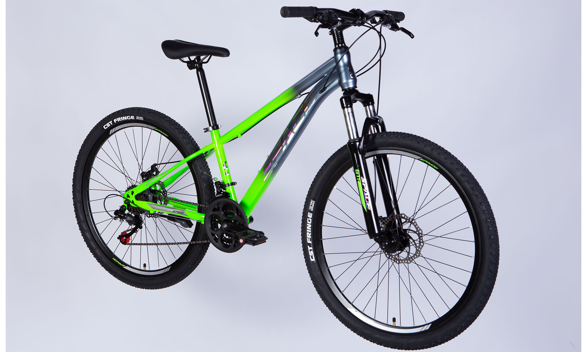Велосипед SPACE MARS DD FR 26", размер XS, рама-13", год 2026, зелено-серебристый 3