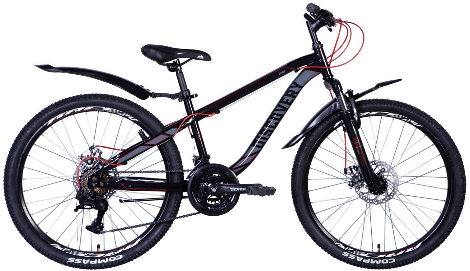 Фотография Велосипед Discovery FLINT AM DD 24" размер XXS рама 13" 2024 Чёрный 