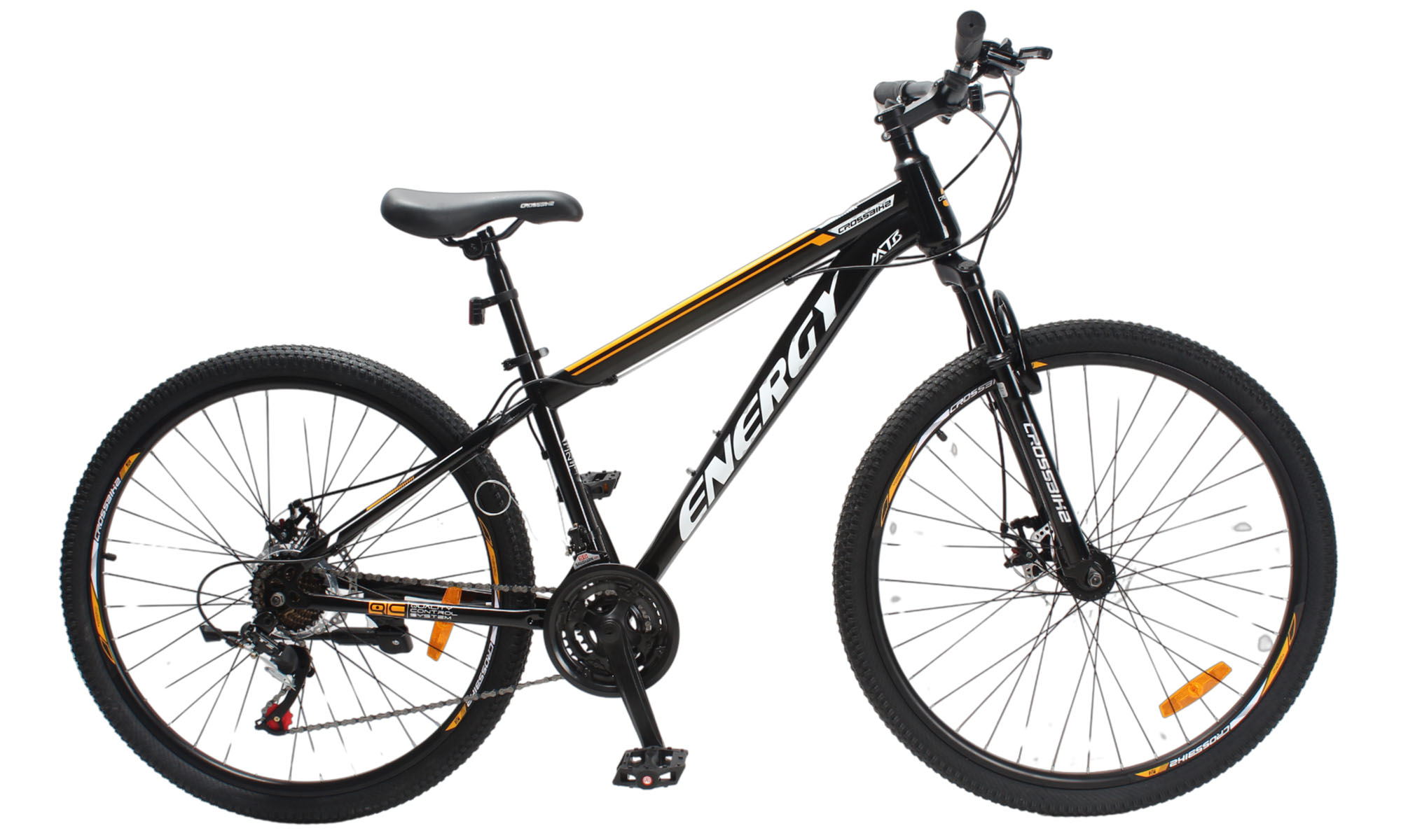 Фотографія Велосипед CrossBike Energy 27.5", размер S, рама 15", 2025, Черный-Оранжевый Фотографія Велосипед CrossBike Energy 27.5", размер S, рама 15", 2025, Черный-Оранжевый