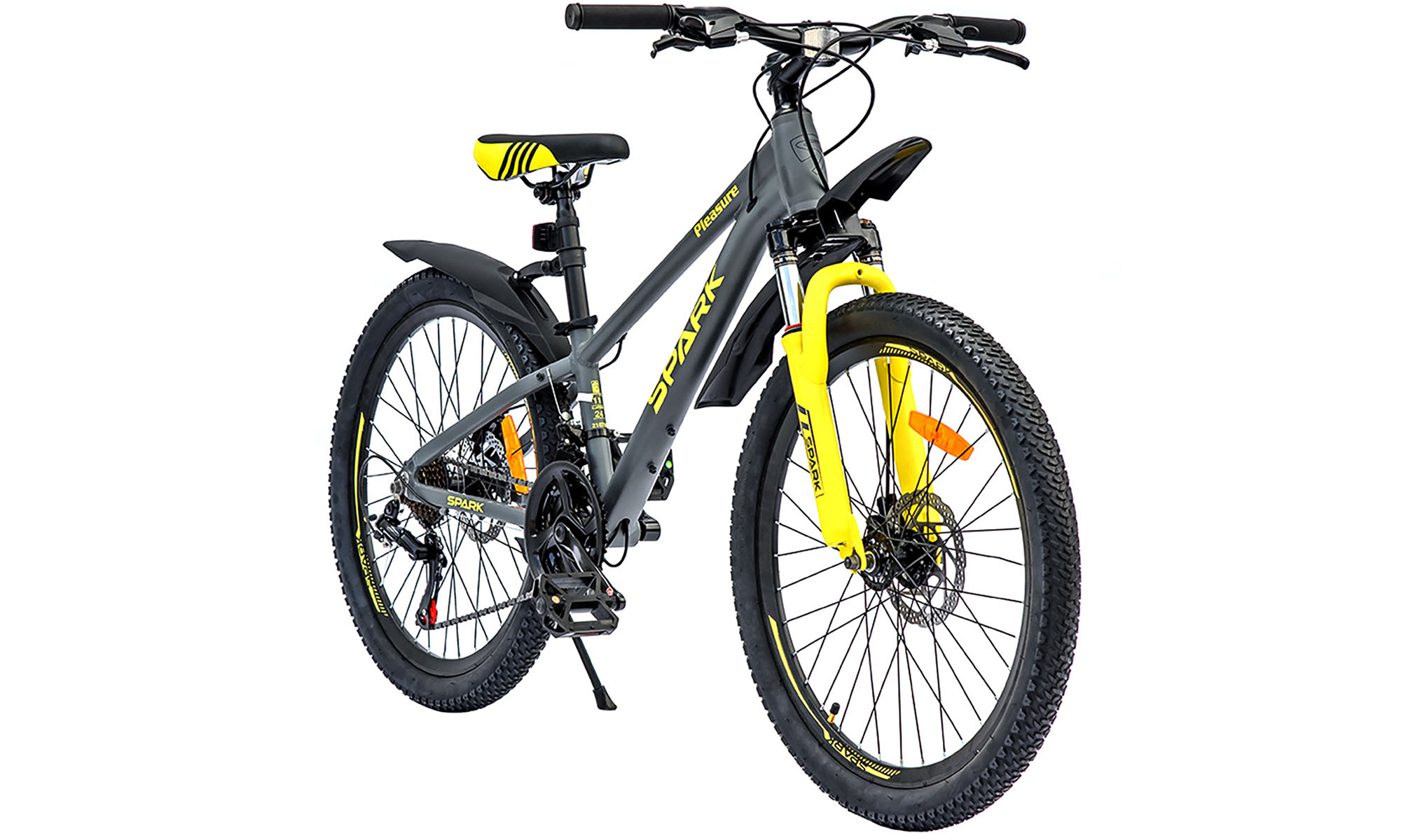 Велосипед SPARK PLEASURE 24", размер XXS, рама 11", 2025, серый с желтым 4
