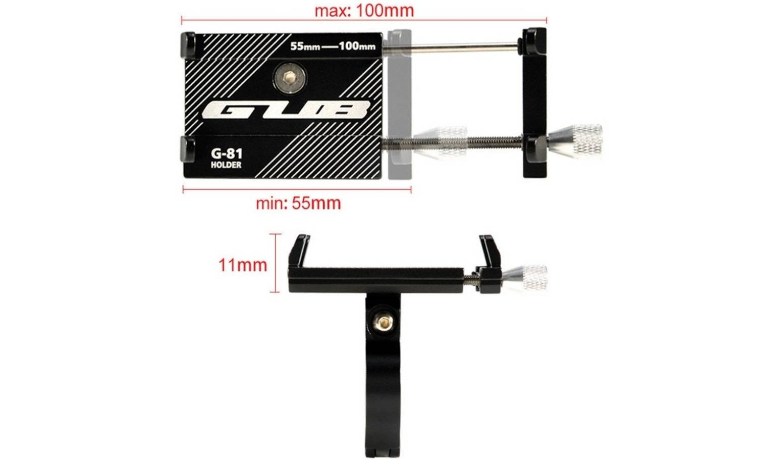 Фотография Держатель для смартфонов GUB G-81, алюминий, черный 3