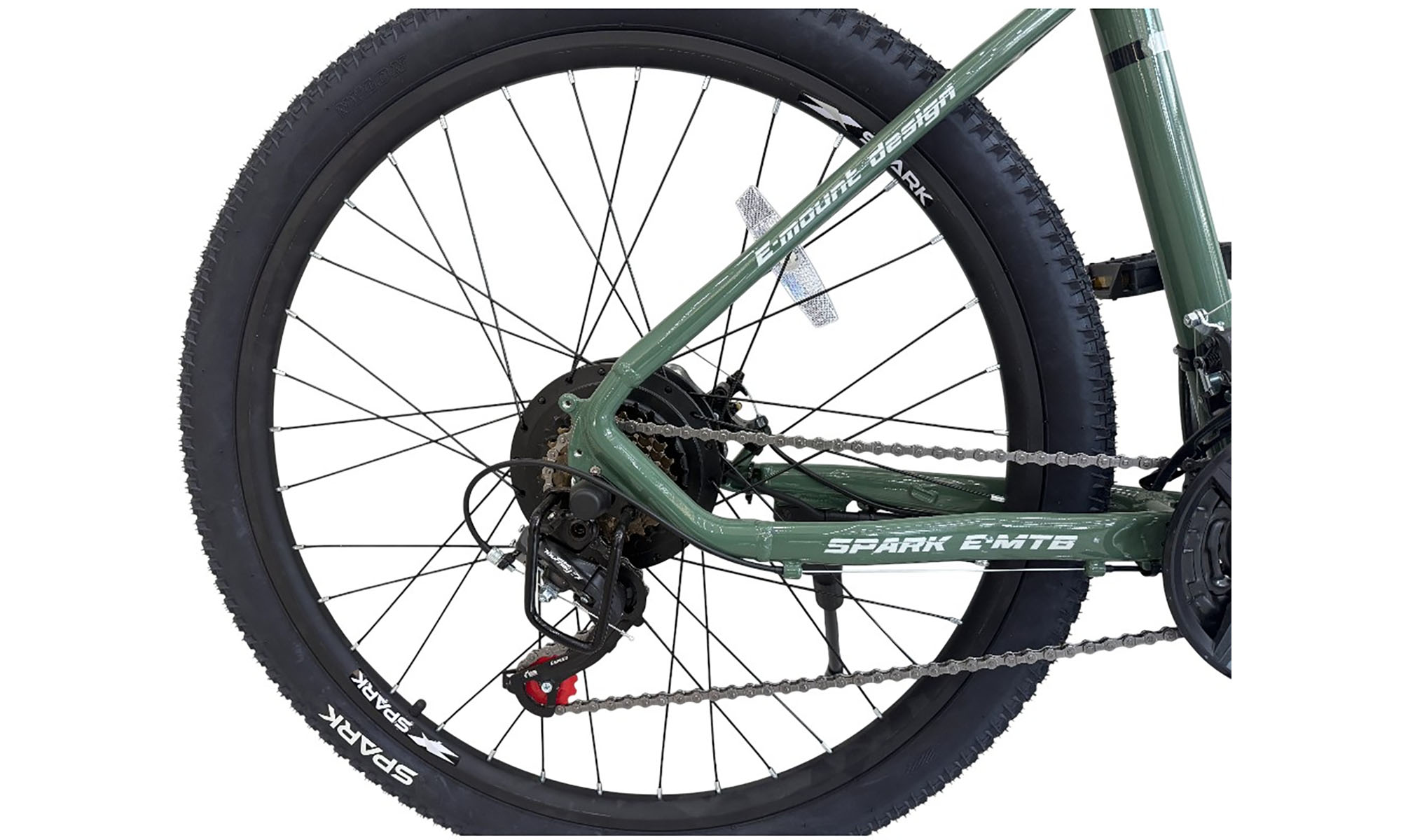 Велосипед с электромотором SPARK E-MTB SHADOW 27.5", размер S, рама 15", год 2026, 48V/500W/12,8Ah, тёмно-зелёный 3