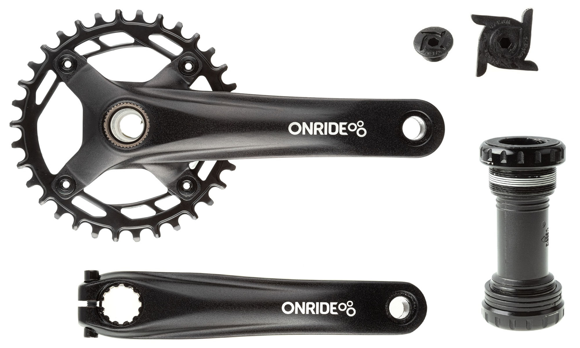 Шатуны ONRIDE Solo Pro 1110, Hollowtech, 170 мм, 34Т, BCD 104 мм, на 11/10/9 ск., с кареткой, черный Шатуны ONRIDE Solo Pro 1110, Hollowtech, 170 мм, 34Т, BCD 104 мм, на 11/10/9 ск., с кареткой, черный