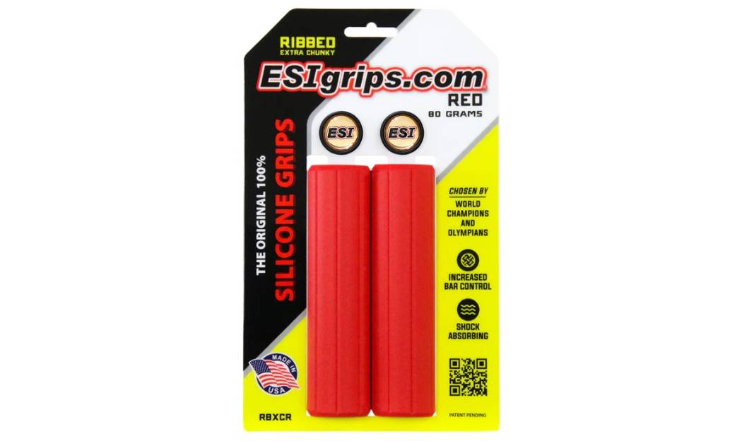 Грипсы ESI Ribbed Extra Chunky Red Silicone Bicycle Grips 6 Грипсы ESI Ribbed Extra Chunky Red Silicone Bicycle Grips 6