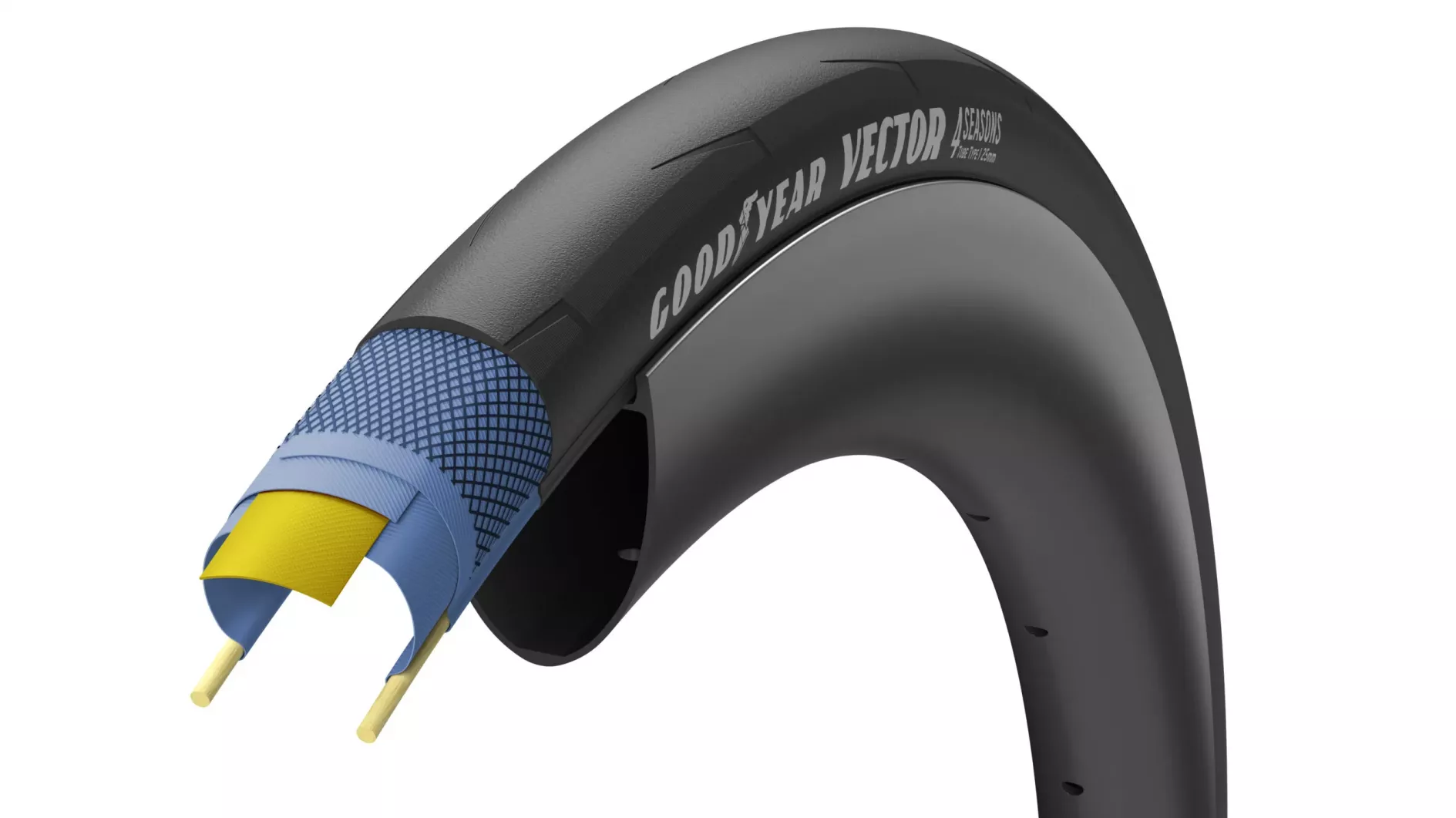 Фотография Покрышка GoodYear VECTOR 4Seasons tubeless comolete 700x25C (25-622), folding, 120tpi, Черная