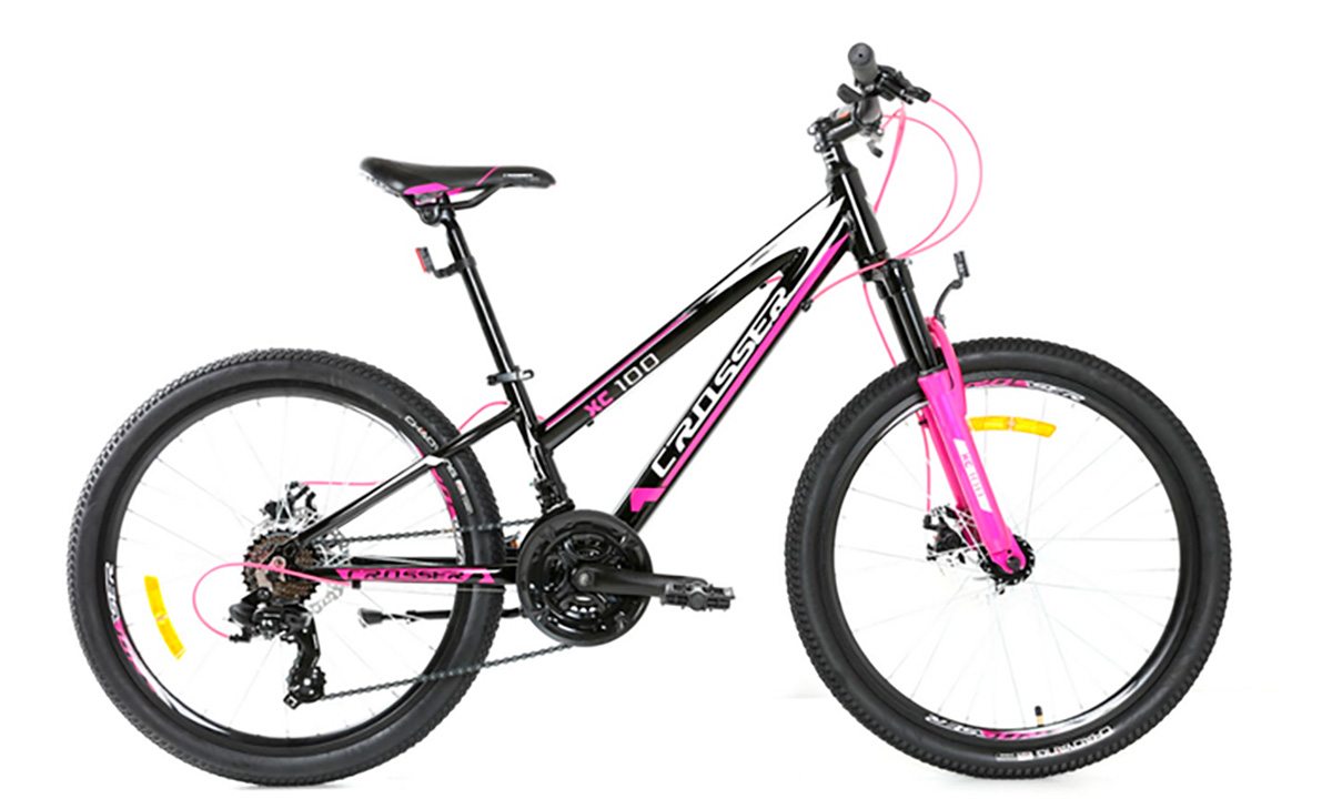 Фотография Велосипед Crosser Girl XC-100 24" размер XXS 2021 Черно-розовый