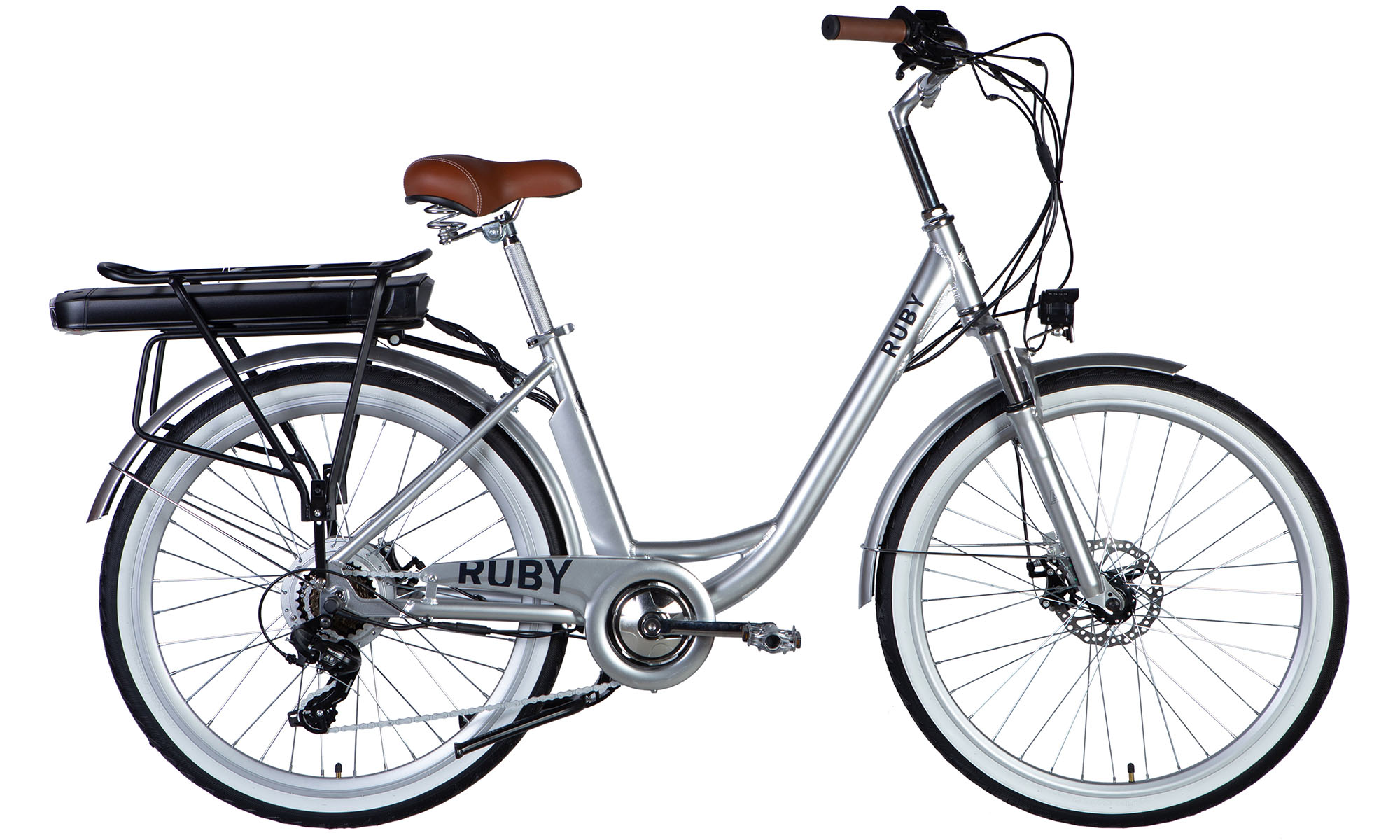 Велосипед с электроприводом Dorozhnik eRUBY DD FR 26", размер M, рама-17", 36B, 17.5А*ч, 500Вт, год 2025, светло-серый 