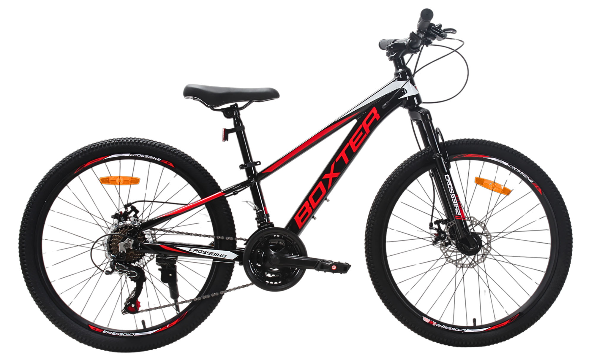 Велосипед CrossBike BOXTER 24", размер XXS, рама 11", год 2026, Чёрный-Красный-Белый 