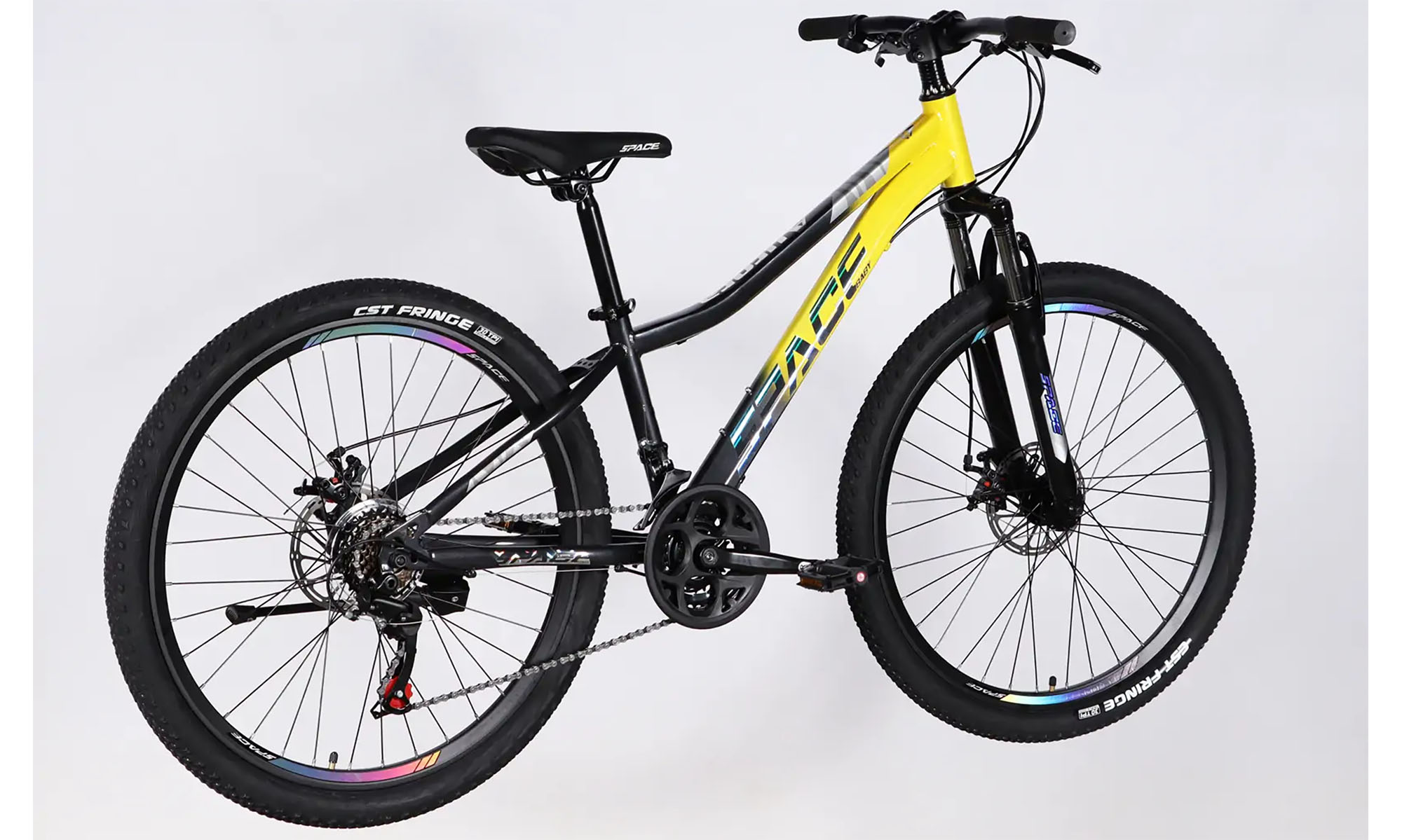 Велосипед SPACE AURORA DD FR 26", розмір XS, рама-13", рік 2026, жовто-чорний 4