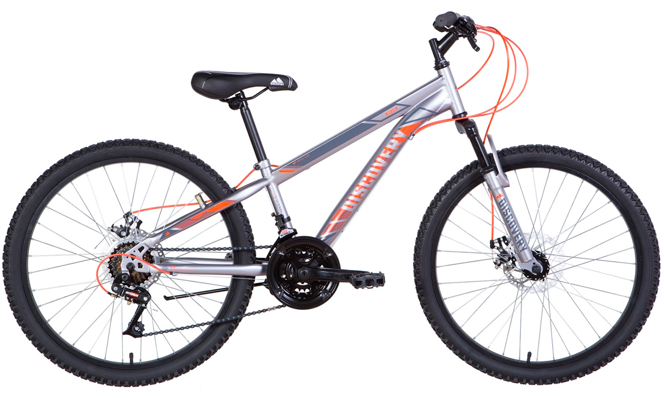 Фотография Велосипед Discovery RIDER AM DD 24" (2021) 2021 Серебристо-оранжевый