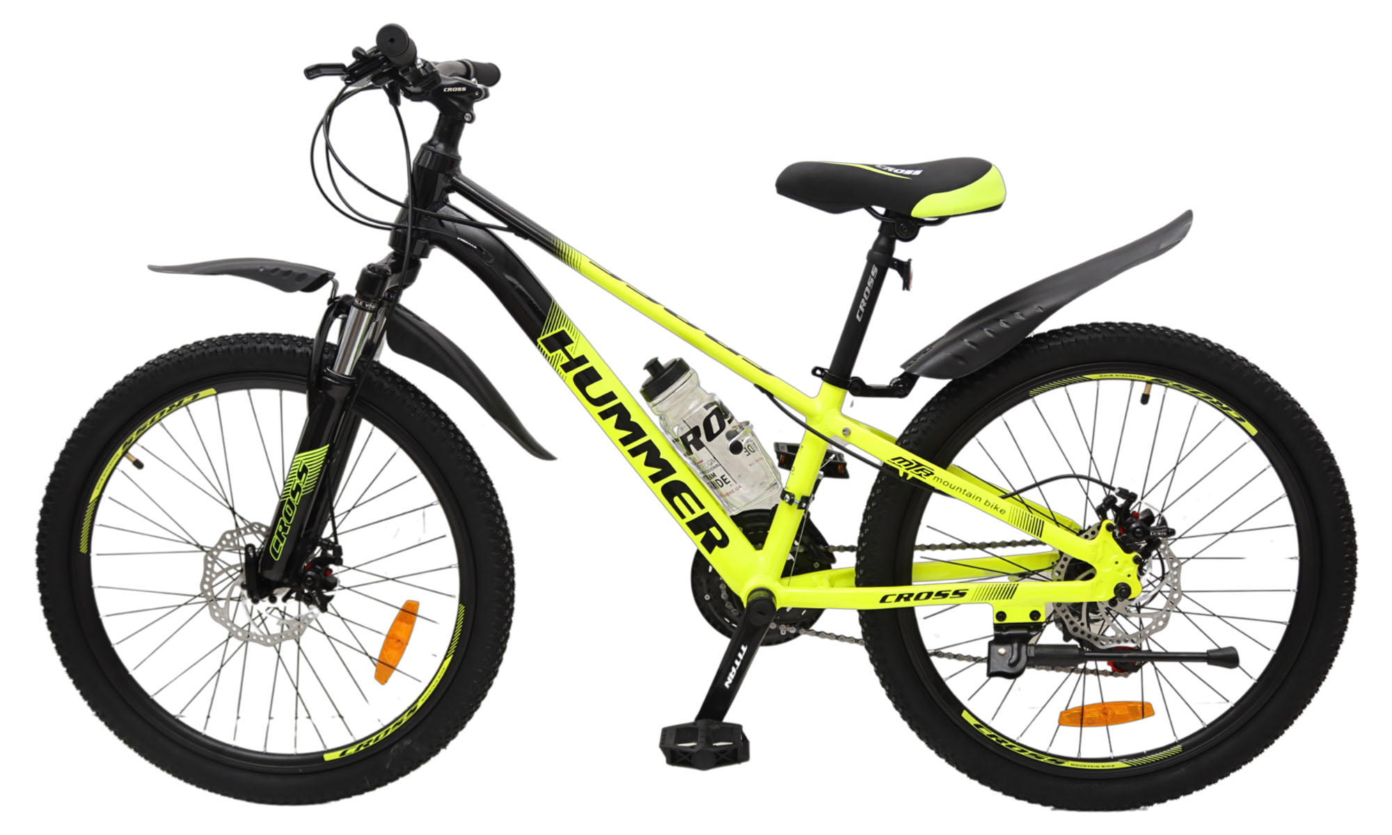 Велосипед CrossBike Hummer 26", размер XS, рама 13", 2024, Неоновый желтый 3