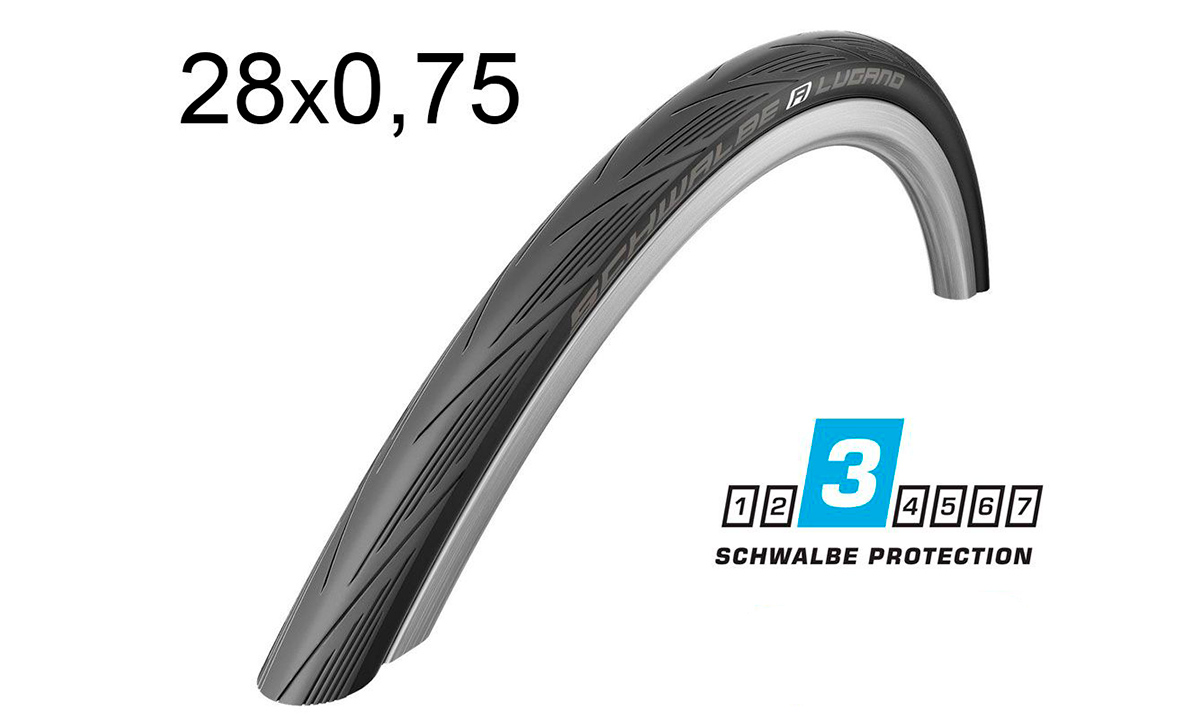 Фотография Покрышка Schwalbe 28x0.75 (20-622) LUGANO HS384 KevlarGuard B/B-SK SiC 50EPI black