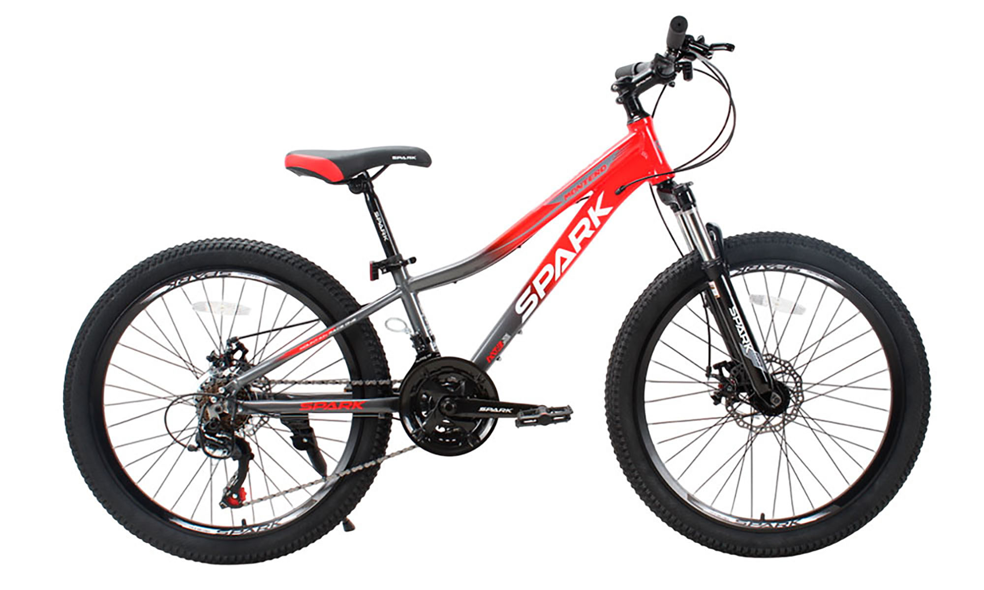 Велосипед SPARK MONTERO JR. 24", размер XXS, рама 11", год 2025, серый с красным Велосипед SPARK MONTERO JR. 24", размер XXS, рама 11", год 2025, серый с красным