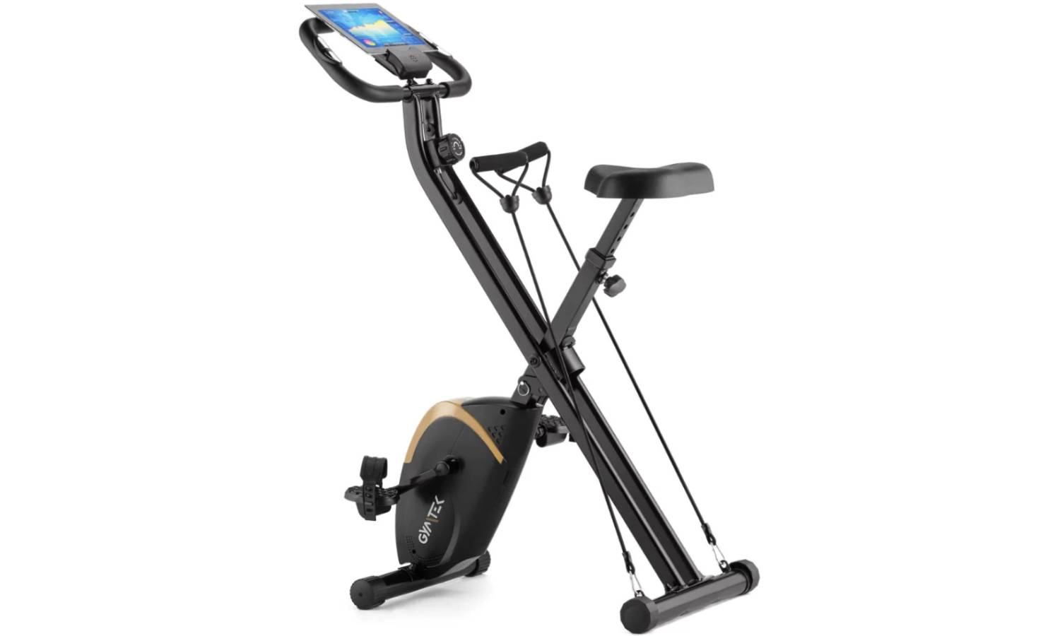 Велотренажер Gymtek FX800 магнитный складной с эспандерами золотой 6