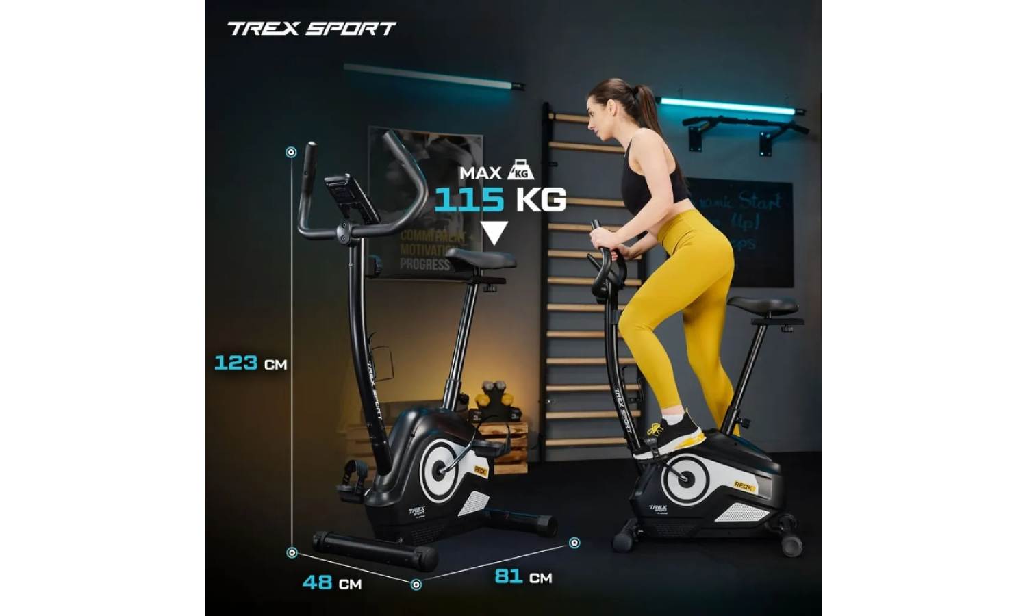 Велотренажер Trex Sport TX-400MB RECK магнітний чорно-білий 9