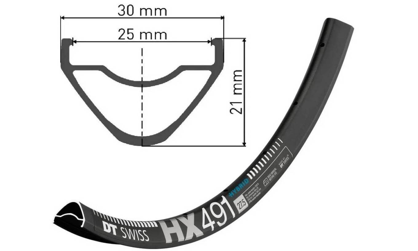 Обод DT Swiss HX 491, 27.5", размер 584×25 мм, 32 отверстия, ниппель Presta, дисковые тормоза, черный 2