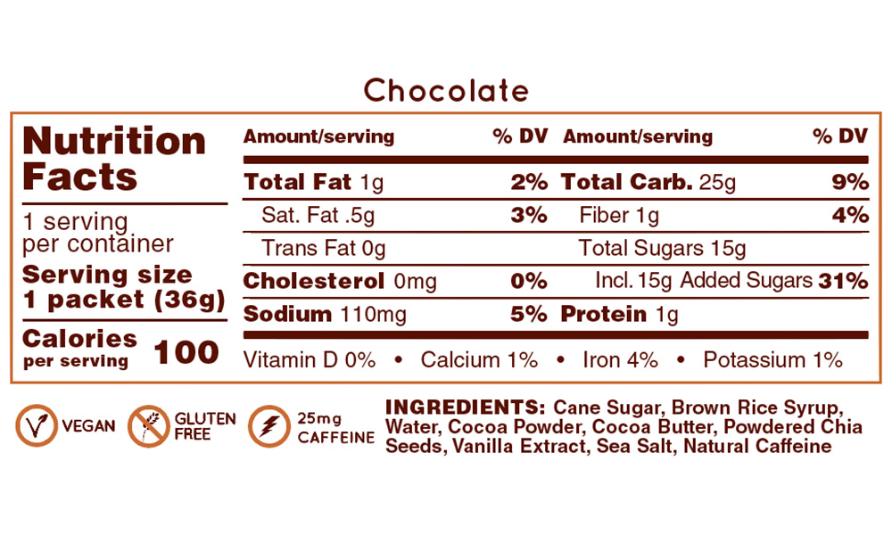 Гель энергетический HUMA Chocolate с кофеином 42 г Шоколад 2
