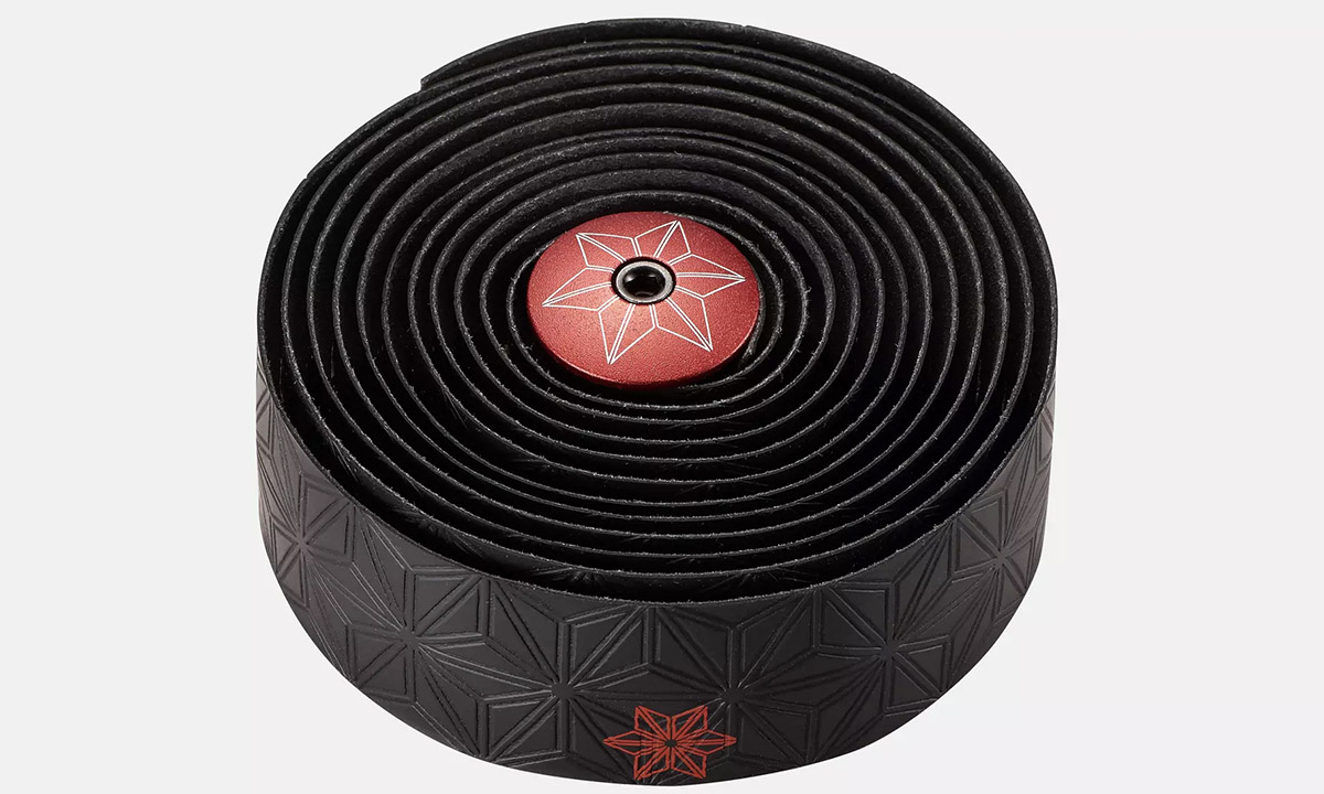 Обмотка на кермо Specialized SUPER STICKY KUSH TAPE GALAXY RED PRINT/ANO RED PLUGS (25522-3100) 3