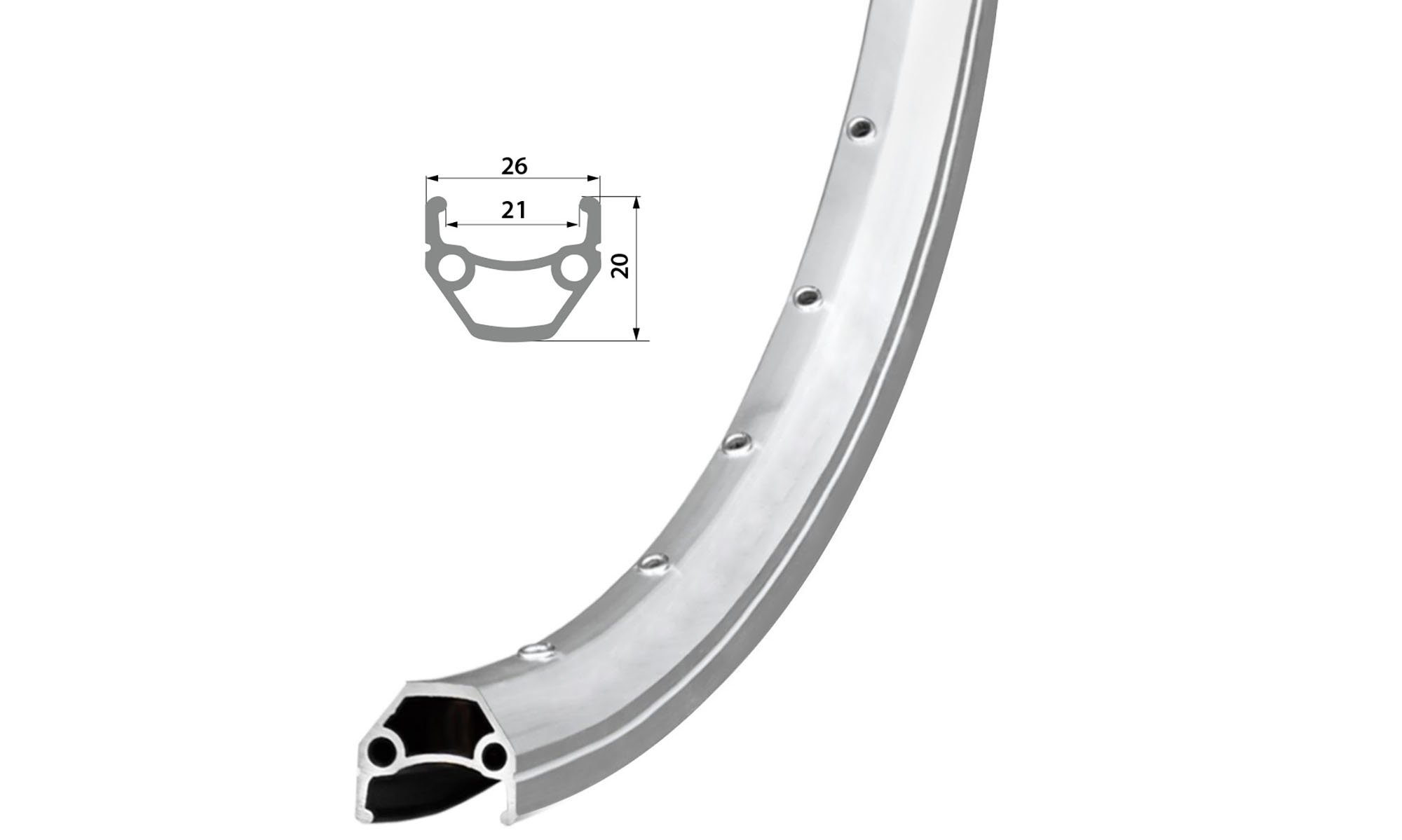 Обод Remerx HIT 21 RX 4521, 28'', 622x21, 32 отв., AV, пистонированный, серебристый анодированный, V-Br, CNC 