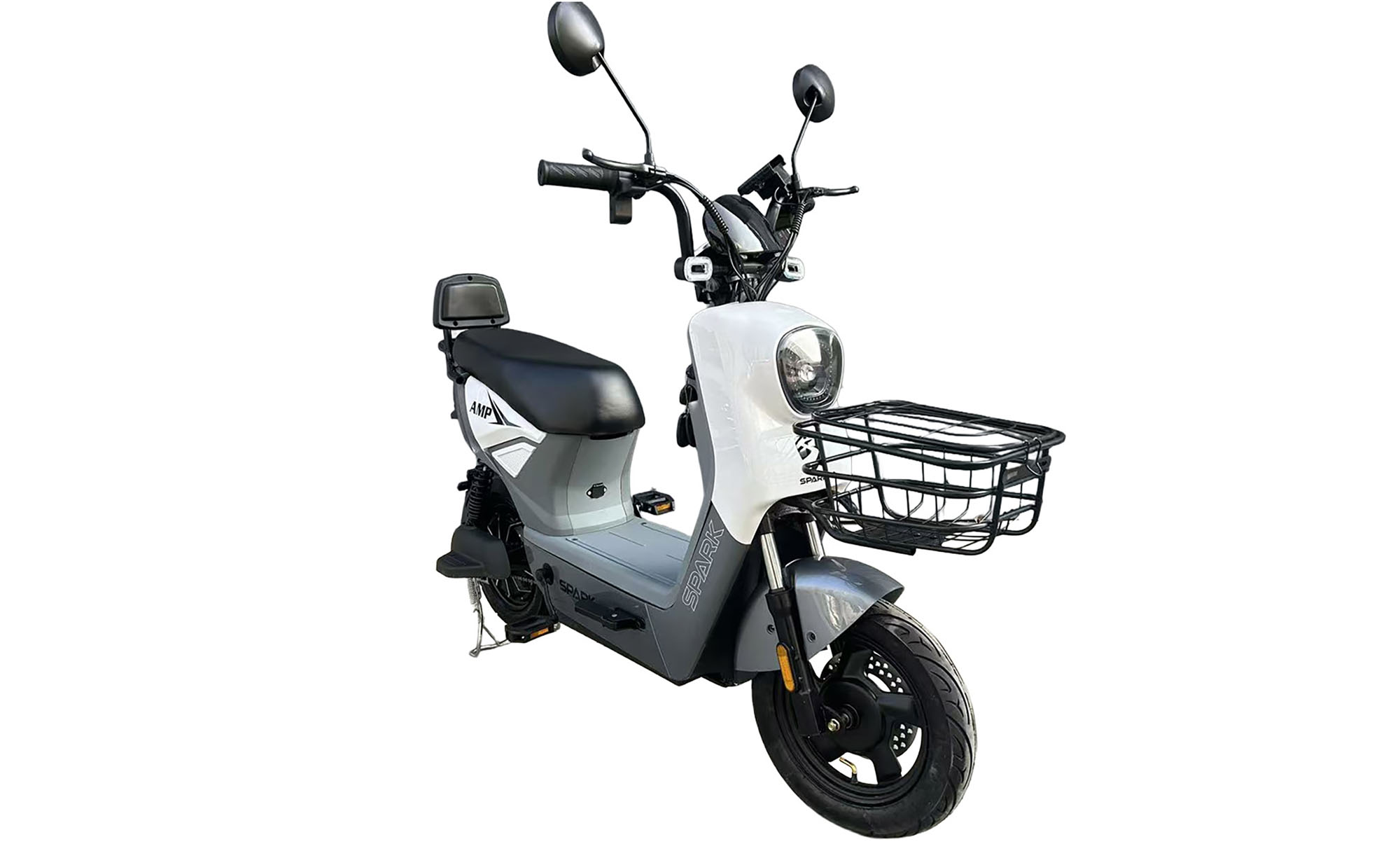 Велосипед с электромотором SPARK AMP 14", 48V/800W/25Ah, год 2026, белый с серым 2