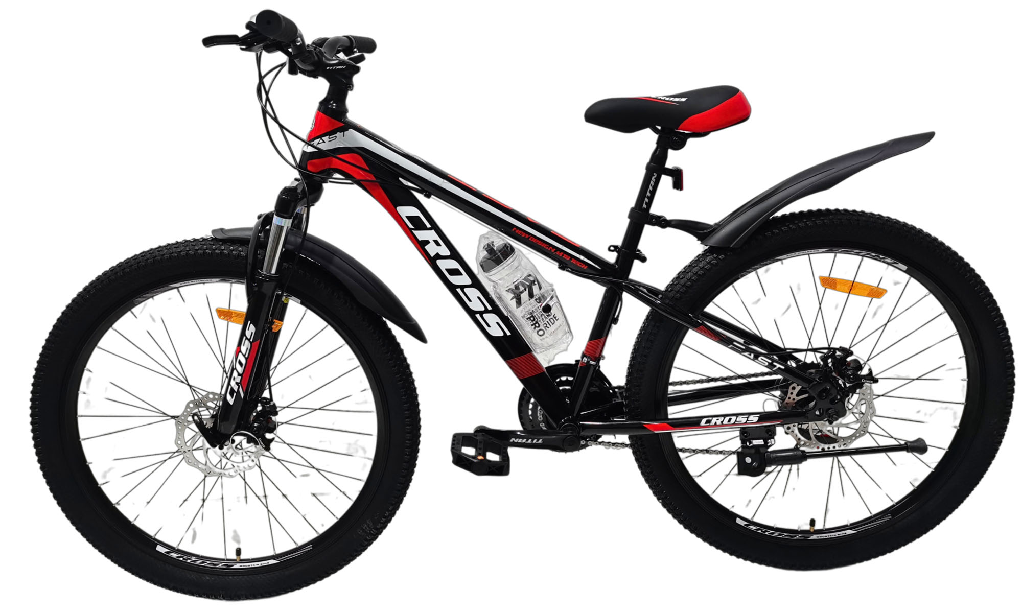 Велосипед Cross FAST 26", размер XS, рама 13", год 2023, Черный-Белый-Красный 2