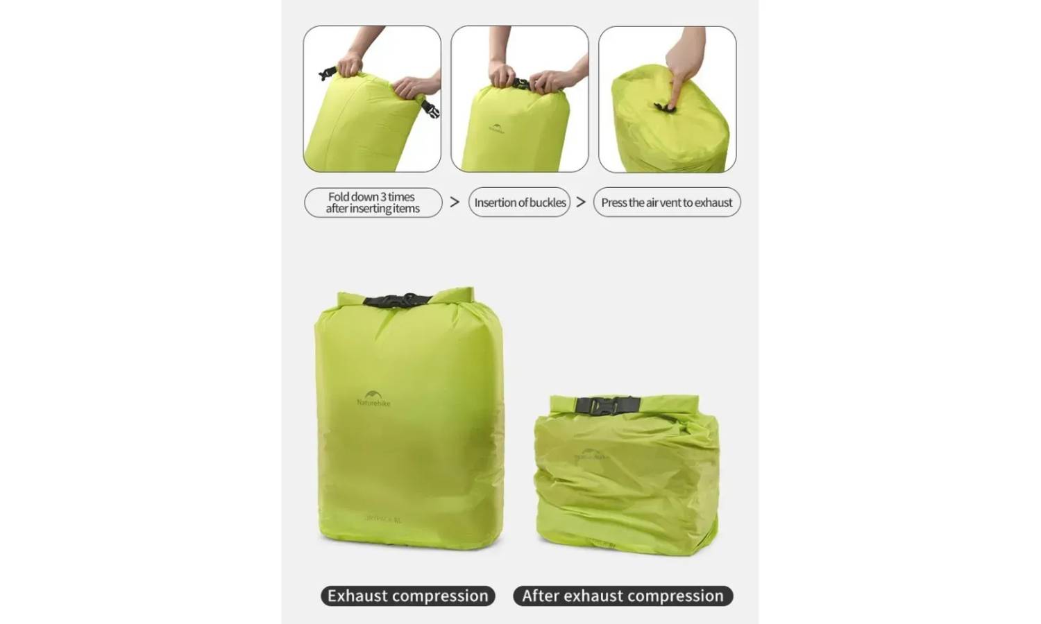 Гермомешок Naturehike CNK2550XB012, 2 л, желтый 7 Гермомешок Naturehike CNK2550XB012, 2 л, желтый 7