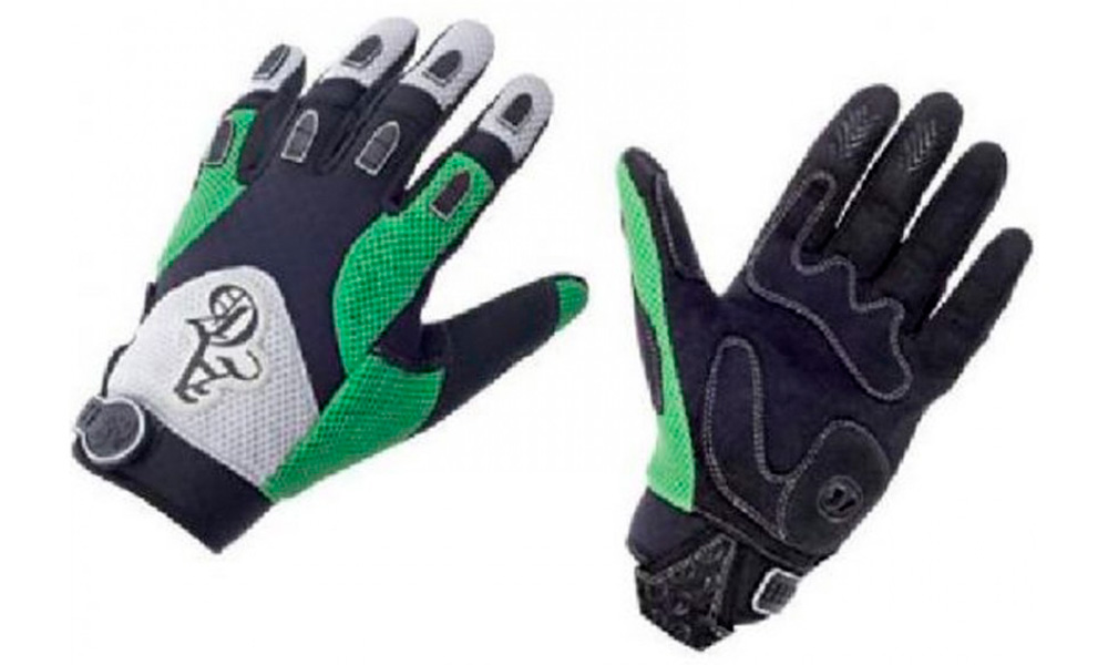 Фотография Перчатки A Gang, закрытые пальцы зелено-бело-черный, размер S