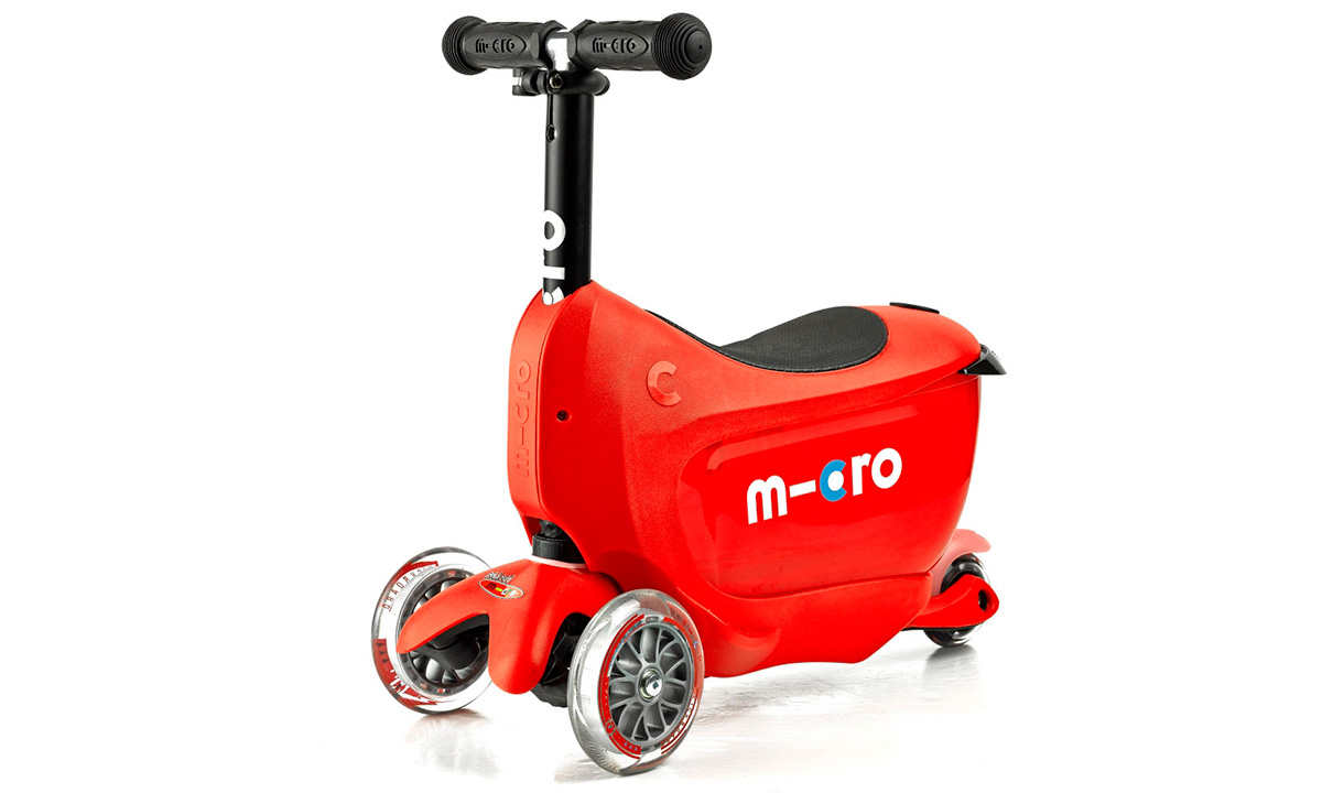 Самокат детский с ручкой Mini Micro 2go Deluxe Plus Красный 3