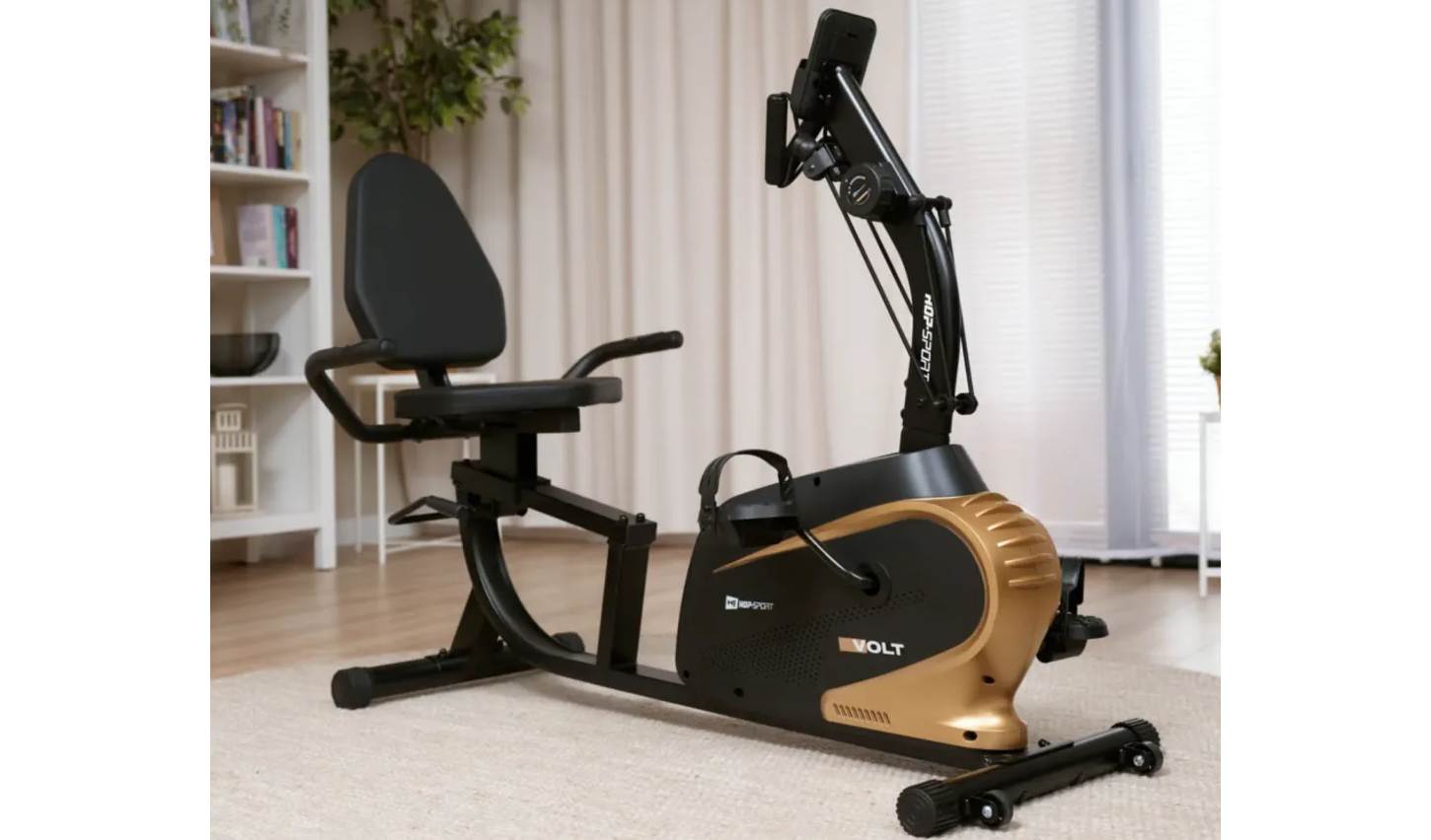 Горизонтальний велотренажер Hop-Sport HS-045L Volt магнітний золотий 2