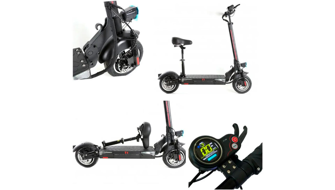 Электросамокат Crosser Т4 AIR  10" с сидением 1000W, 48V, 12,5A 2